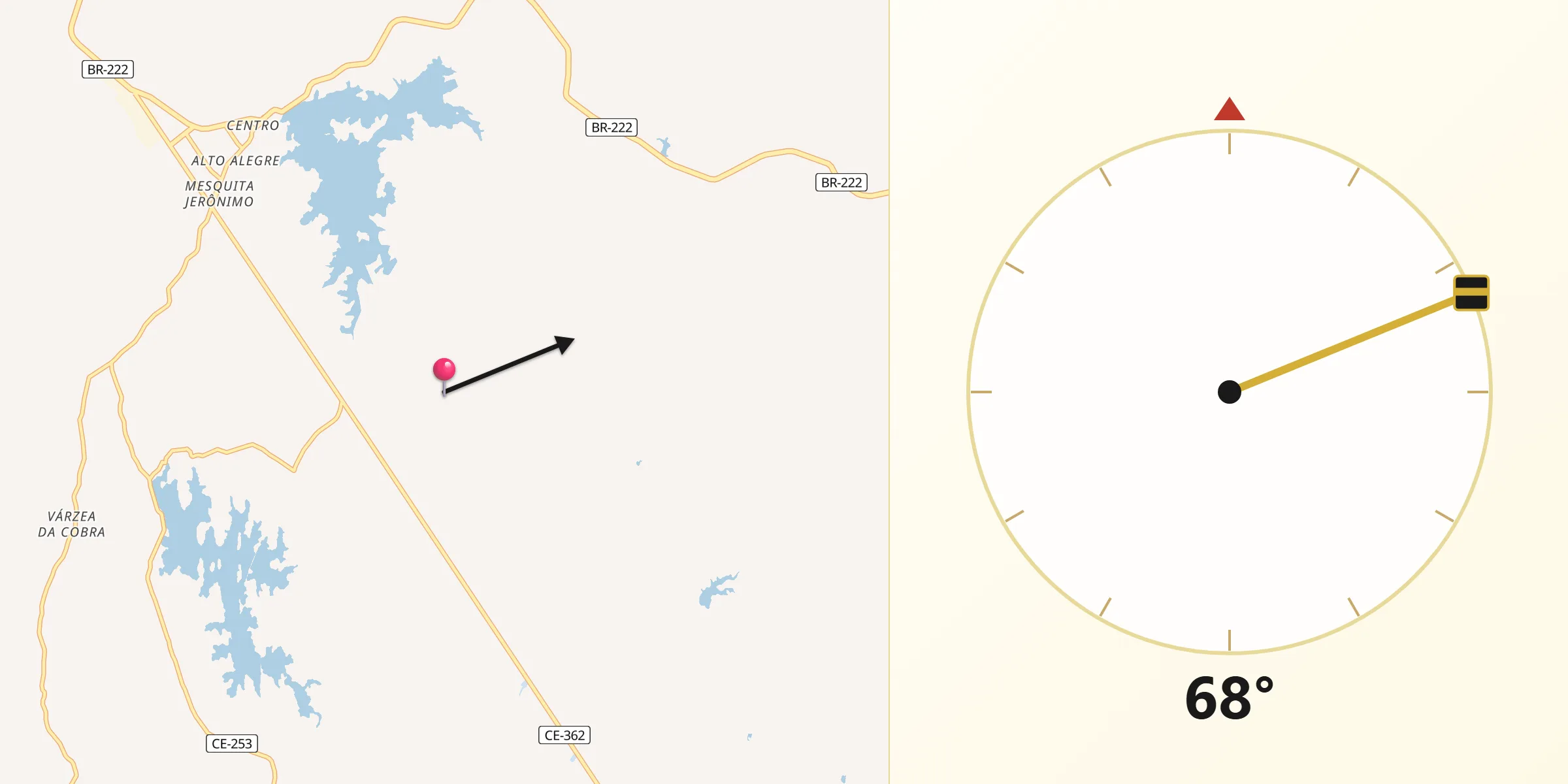Direção da Qibla a partir de Forquilha