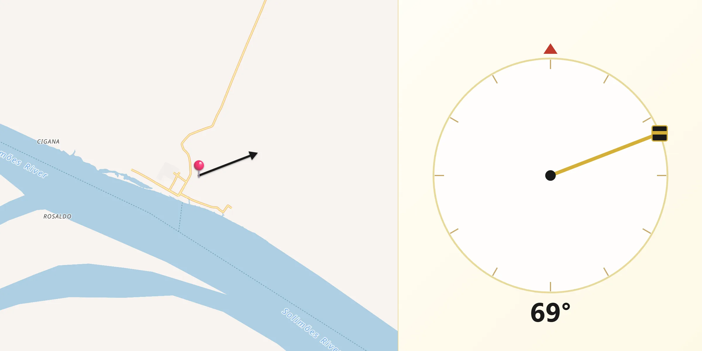 Direção da Qibla a partir de Codajás