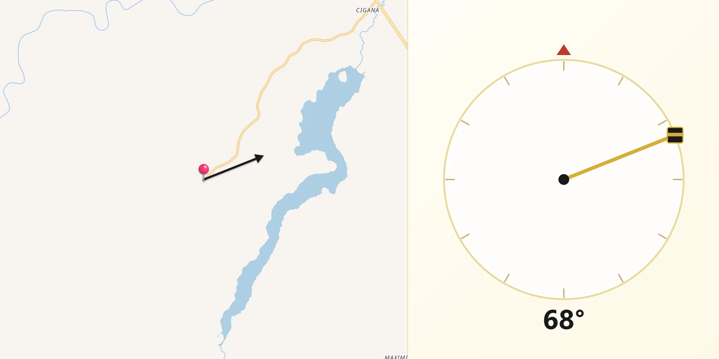 Direção da Qibla a partir de Satubinha
