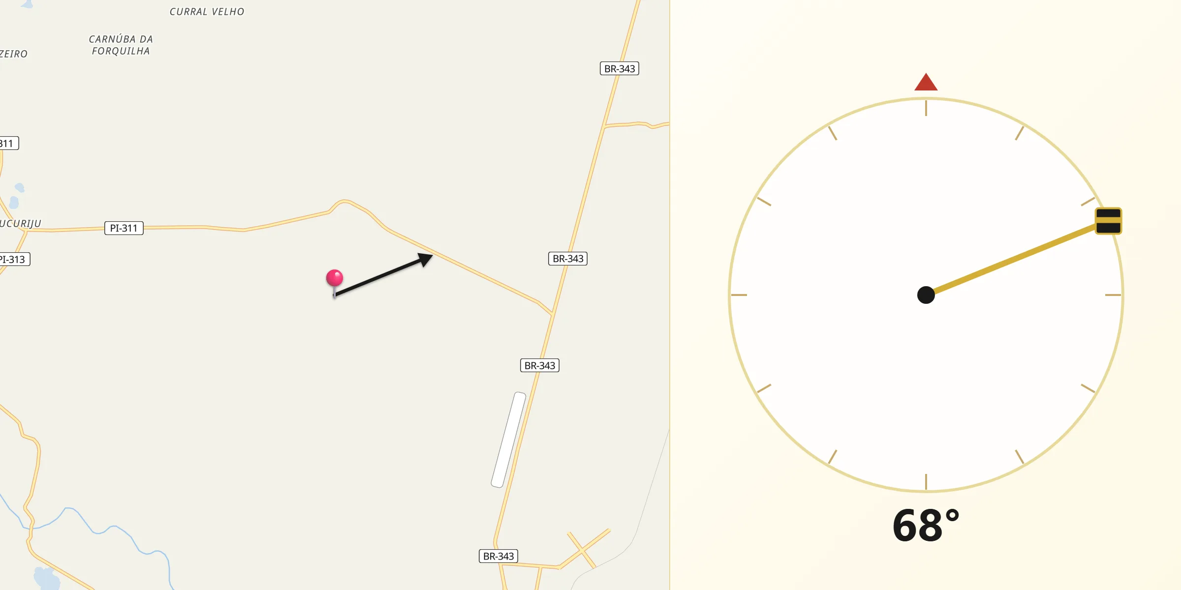 Direção da Qibla a partir de Piracuruca