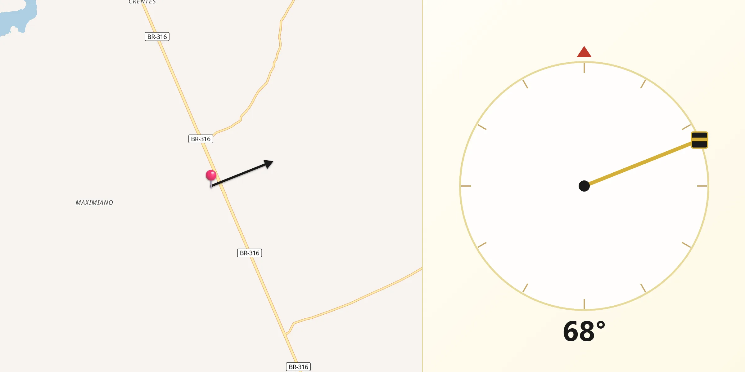 Direção da Qibla a partir de Pio XII