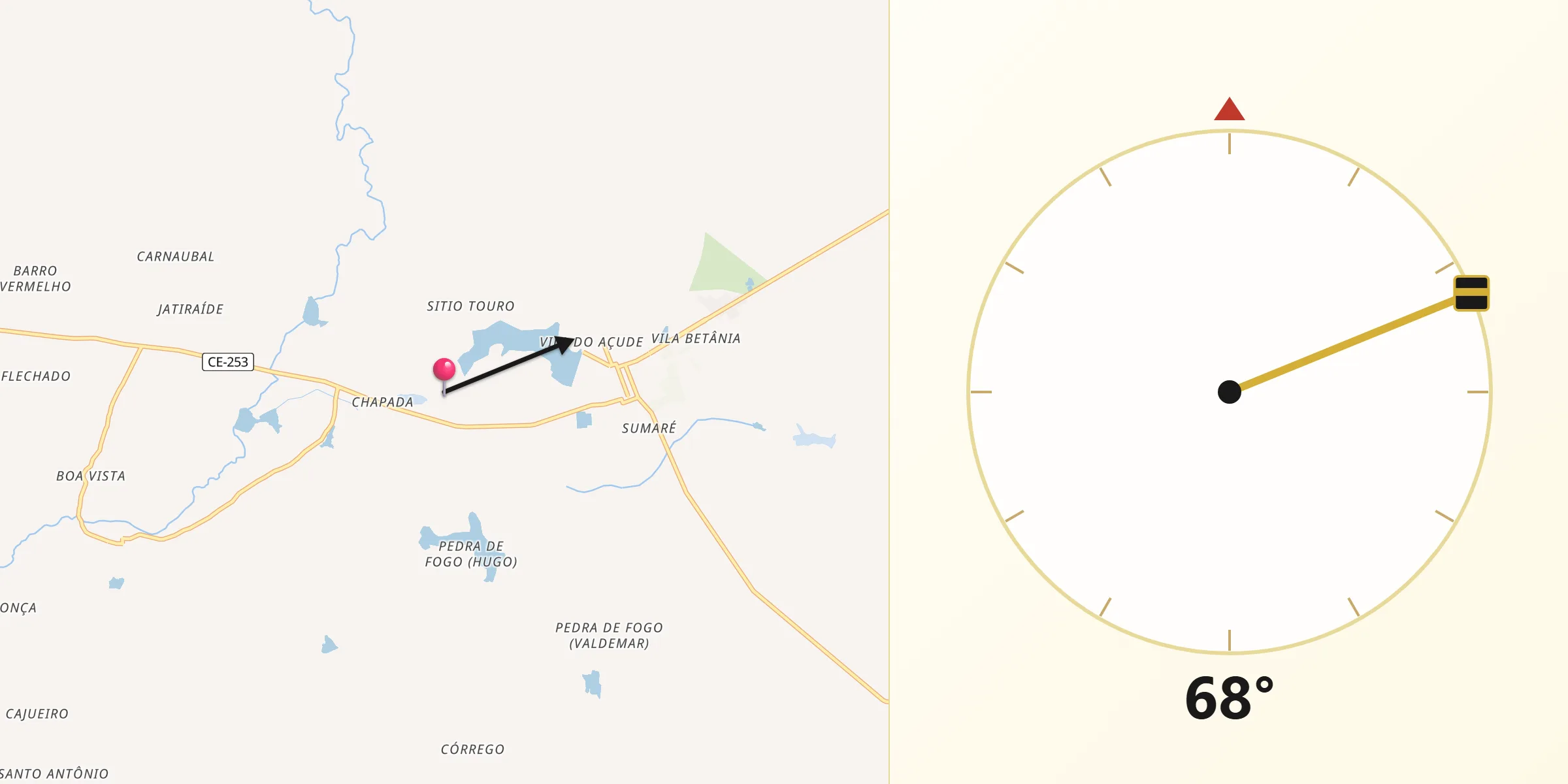 Direção da Qibla a partir de Mucambo