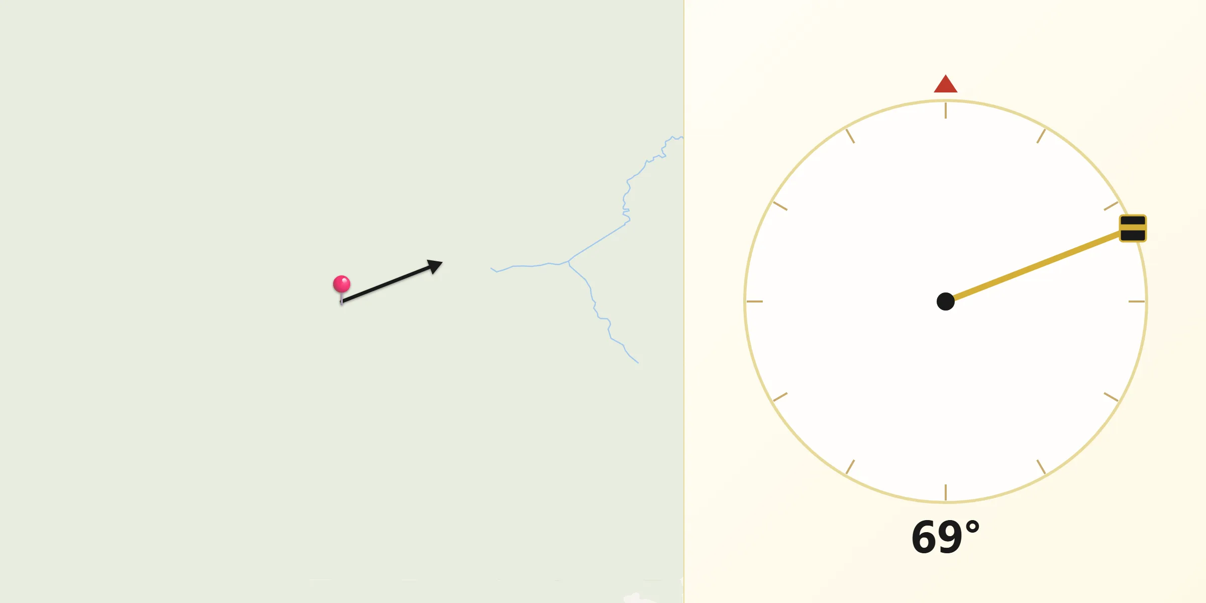 Direção da Qibla a partir de Tabatinga