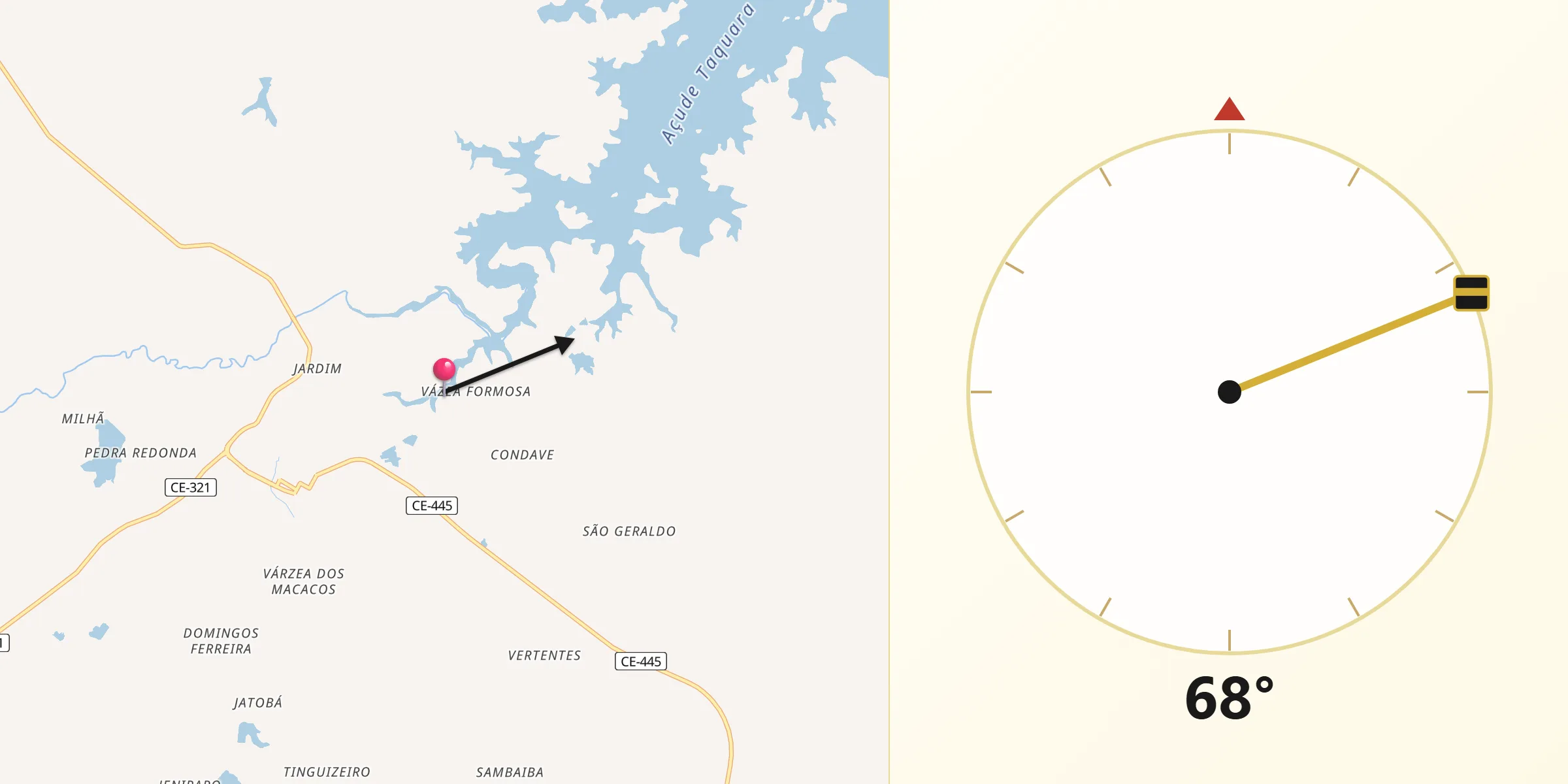 Direção da Qibla a partir de Pacujá