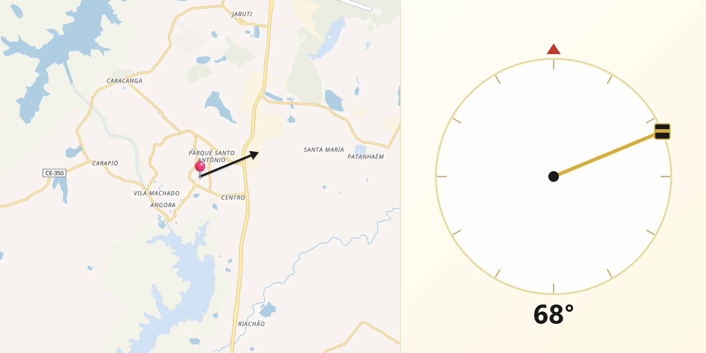 Direção da Qibla a partir de Itaitinga
