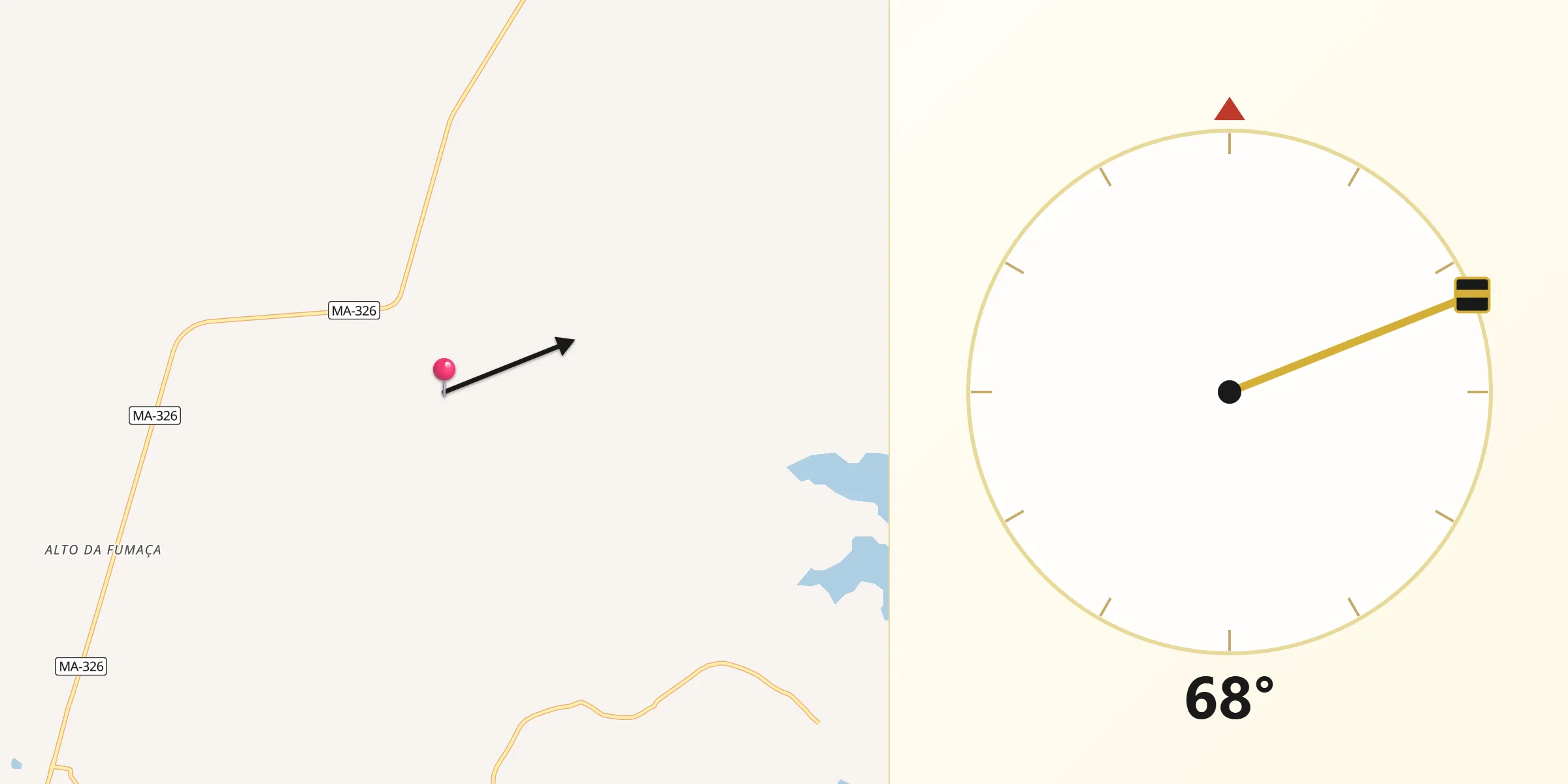 Direção da Qibla a partir de Lago Verde