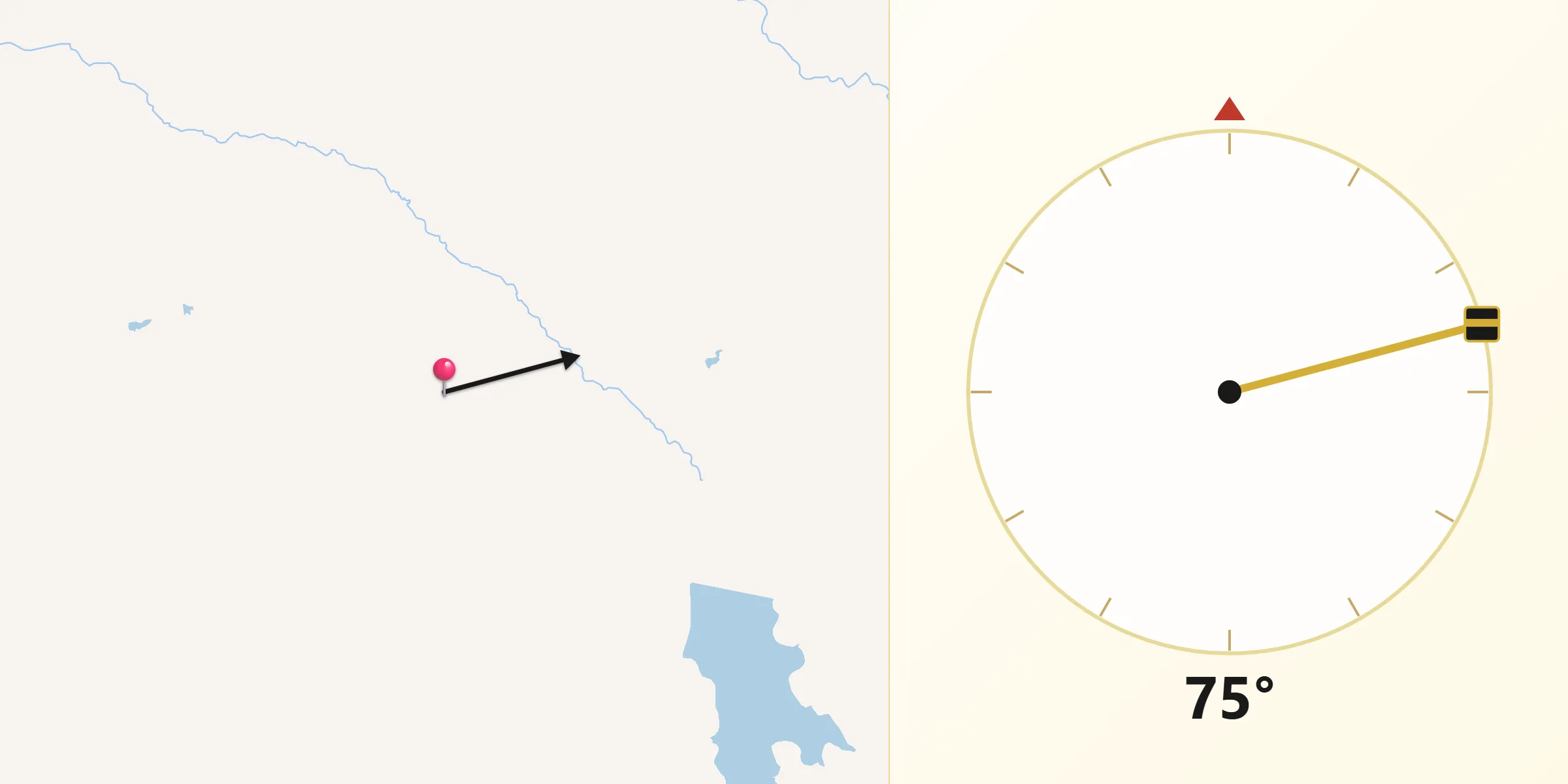 Dirección de la Qibla desde Departamento de Sauce