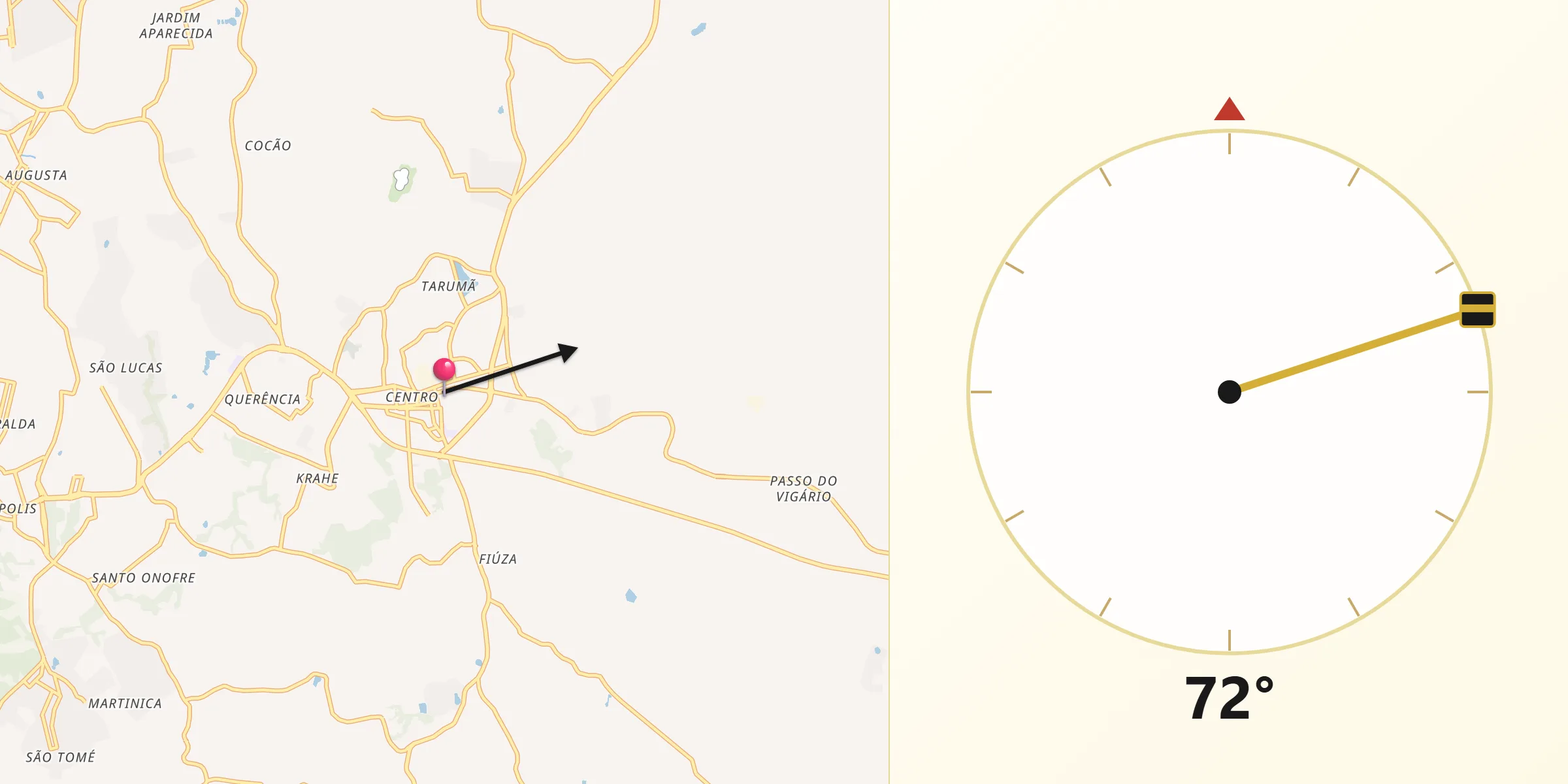 Direção da Qibla a partir de Viamão