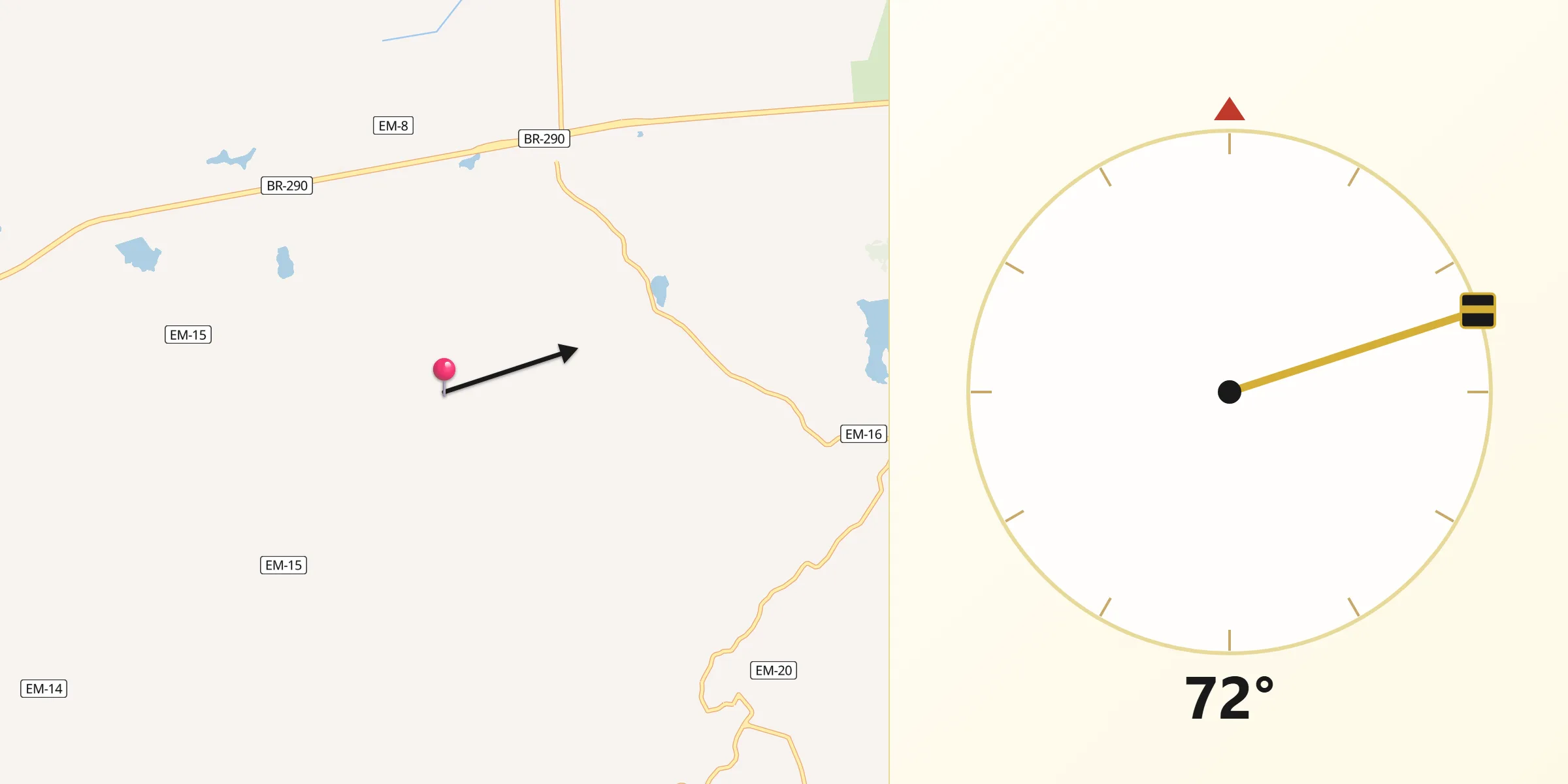 Direção da Qibla a partir de Eldorado do Sul