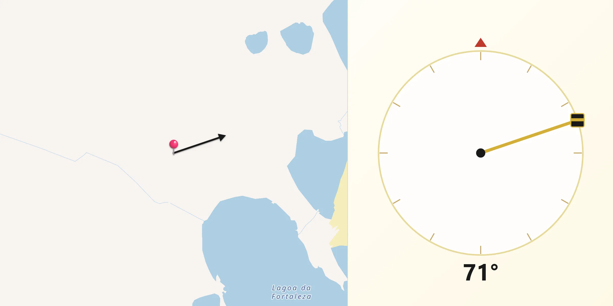 Direção da Qibla a partir de Cidreira