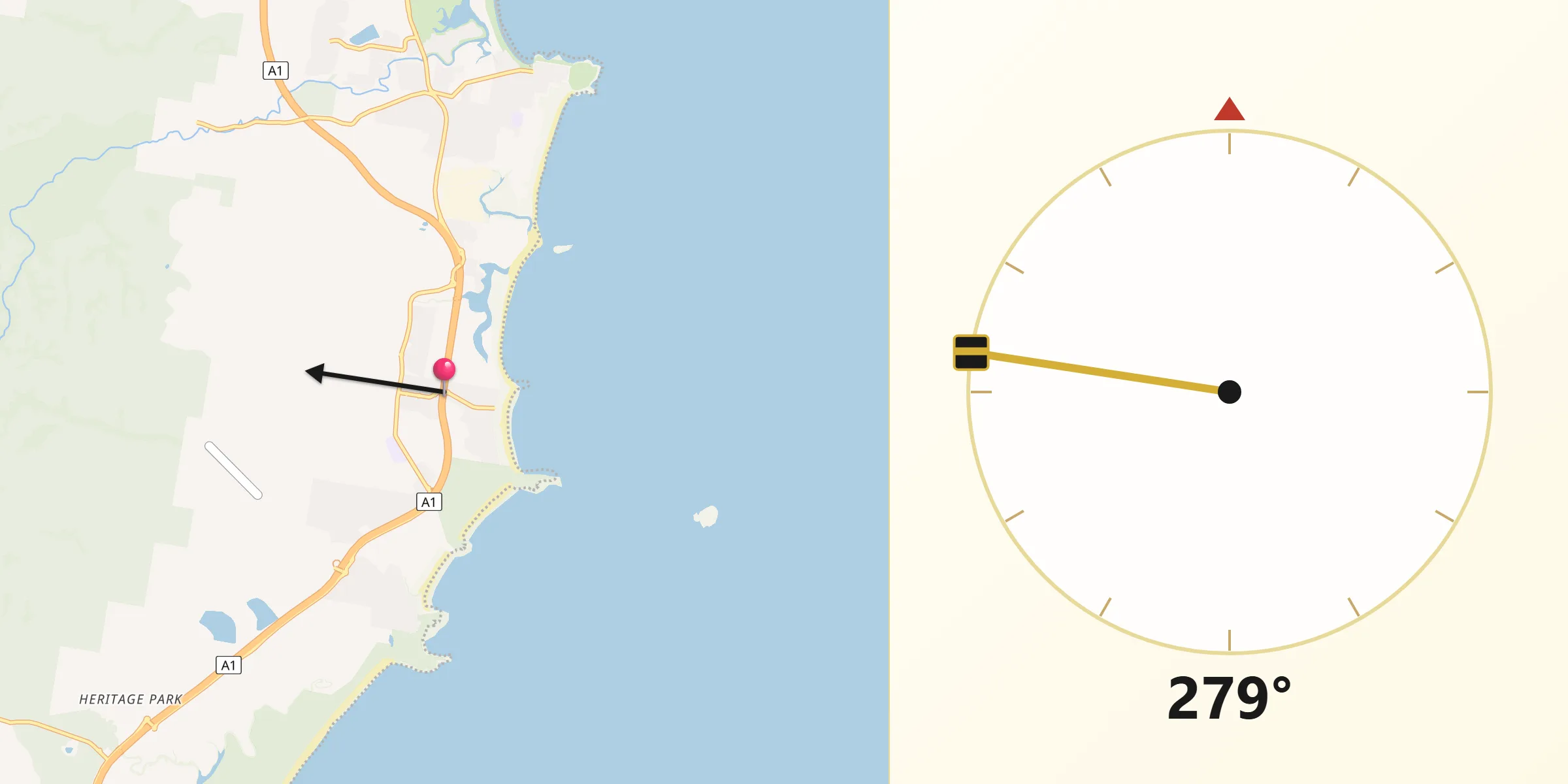 Qibla Direction from Sandy Beach