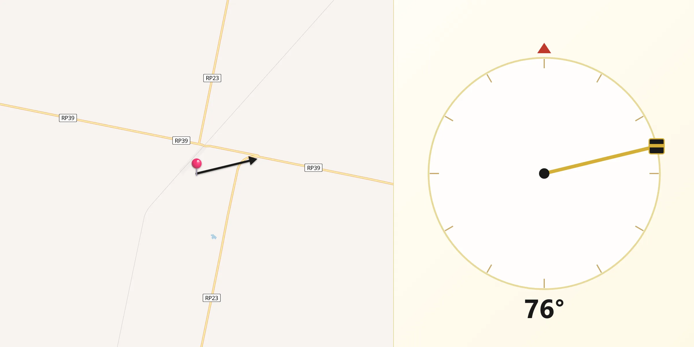 Dirección de la Qibla desde Villa Trinidad