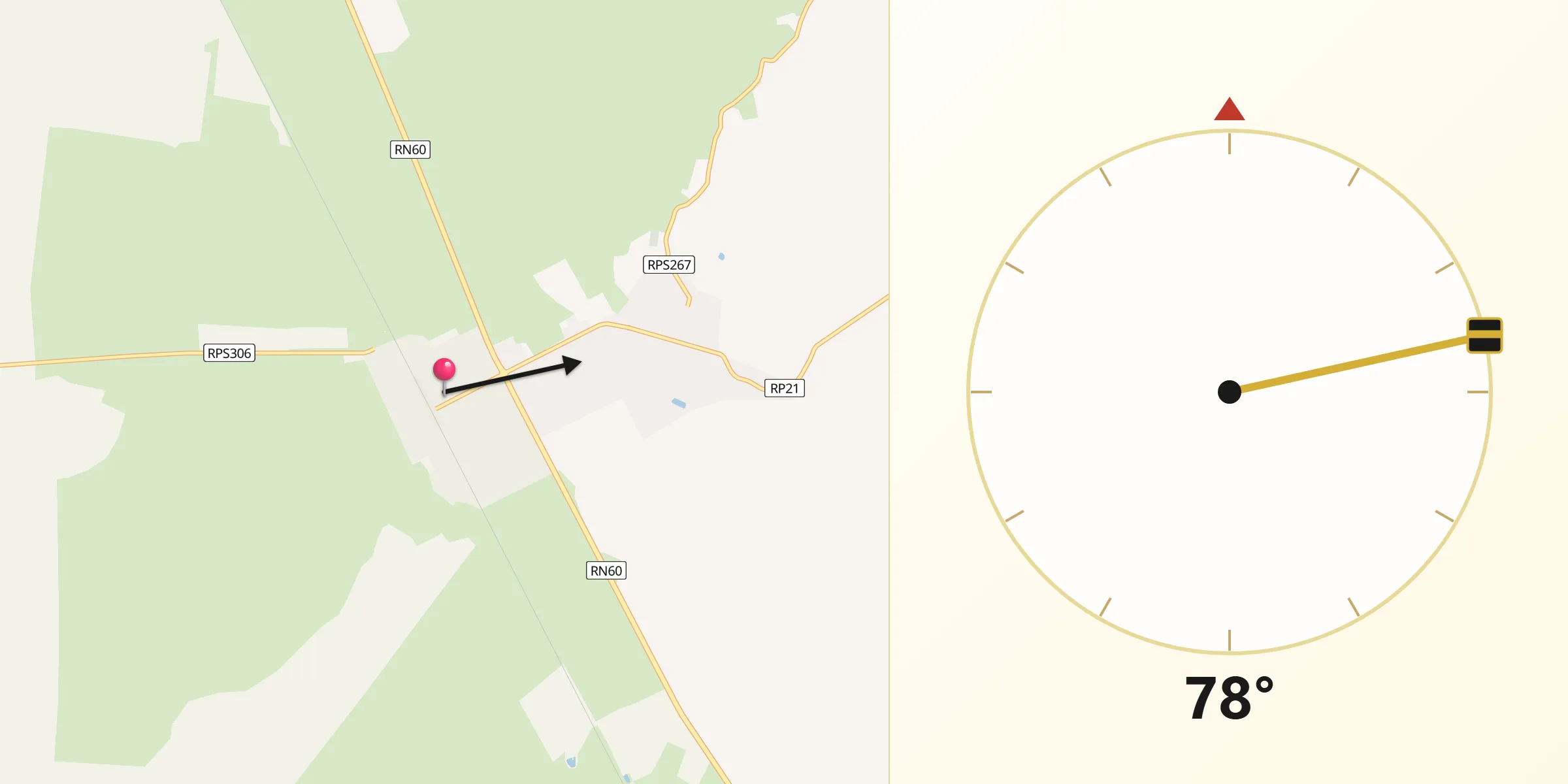Dirección de la Qibla desde Quilino