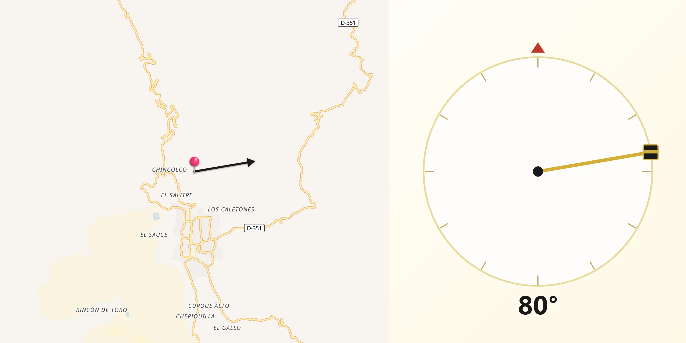 Dirección de la Qibla desde Andacollo