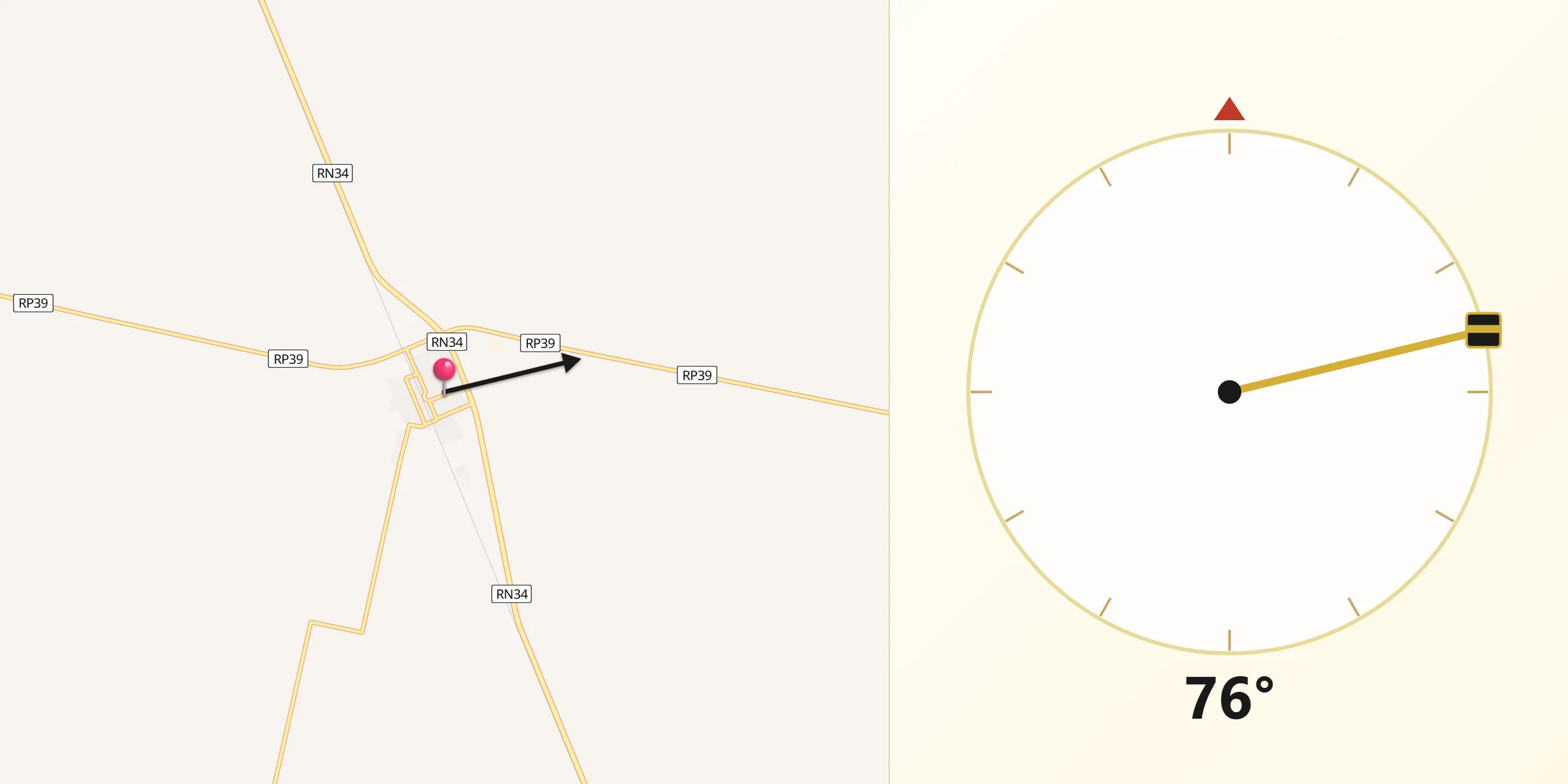 Dirección de la Qibla desde Arrufó