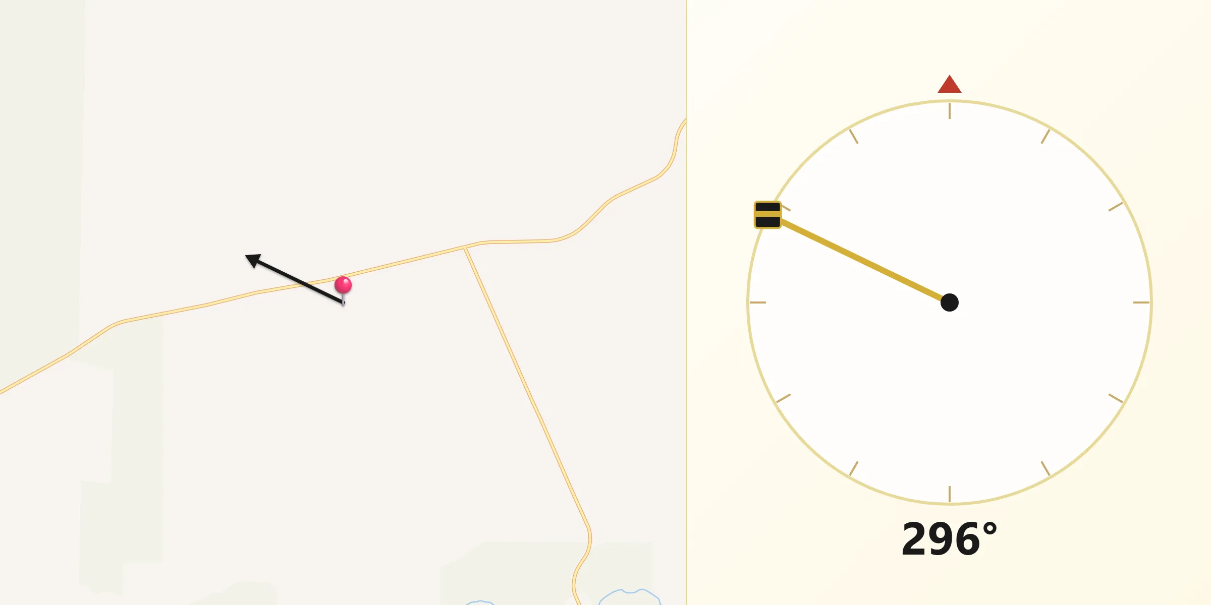 Qibla Direction from Hill River