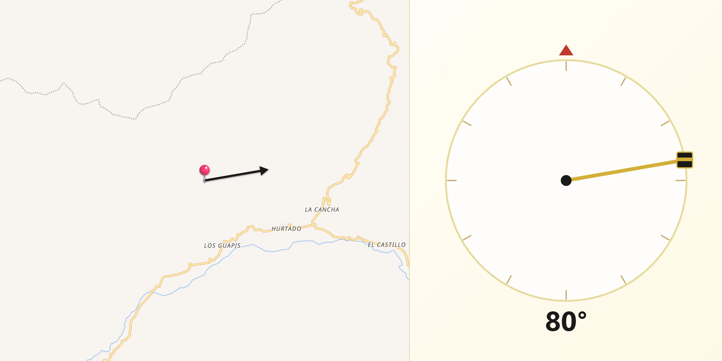 Dirección de la Qibla desde Río Hurtado