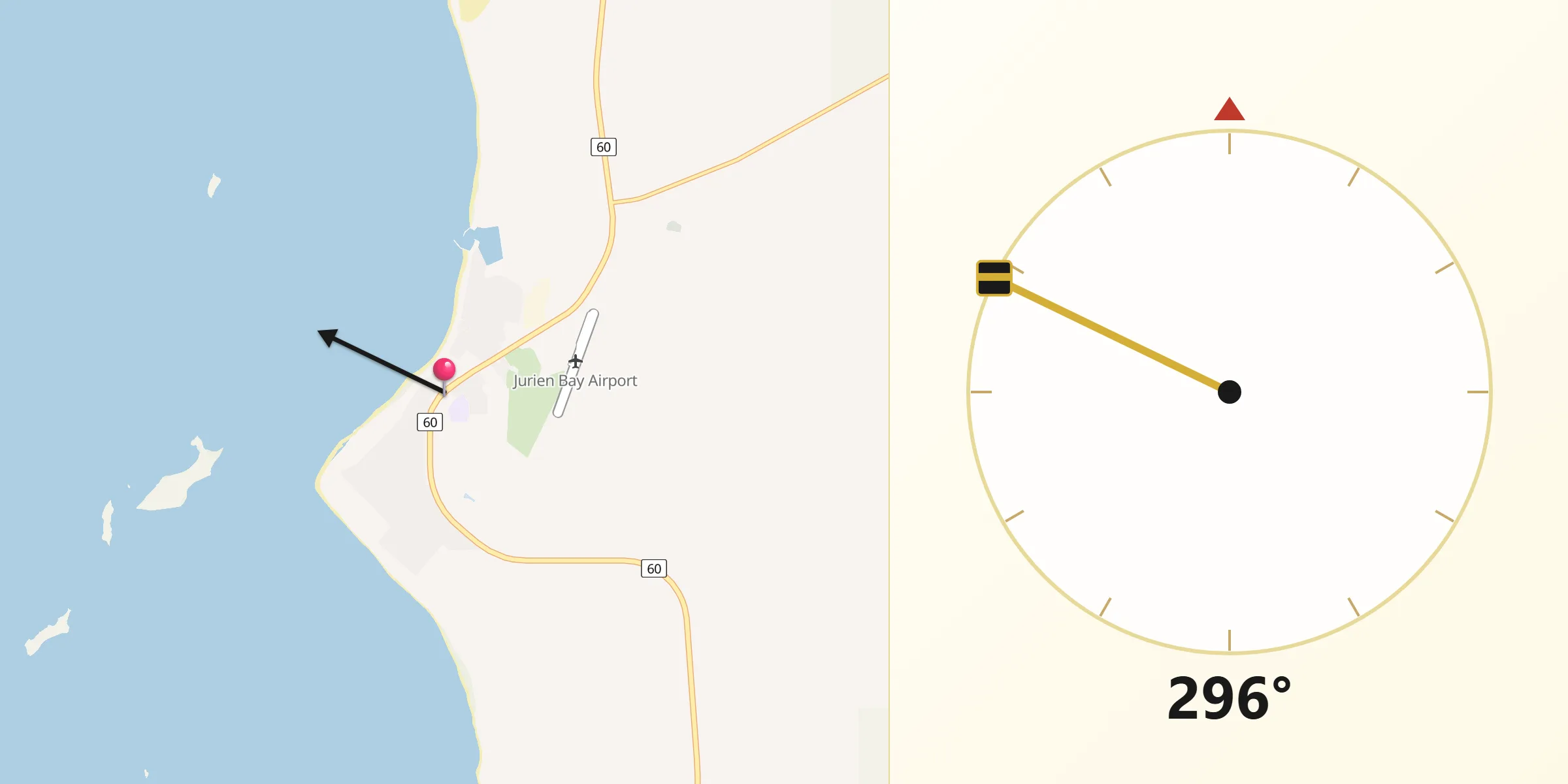 Qibla Direction from Jurien Bay