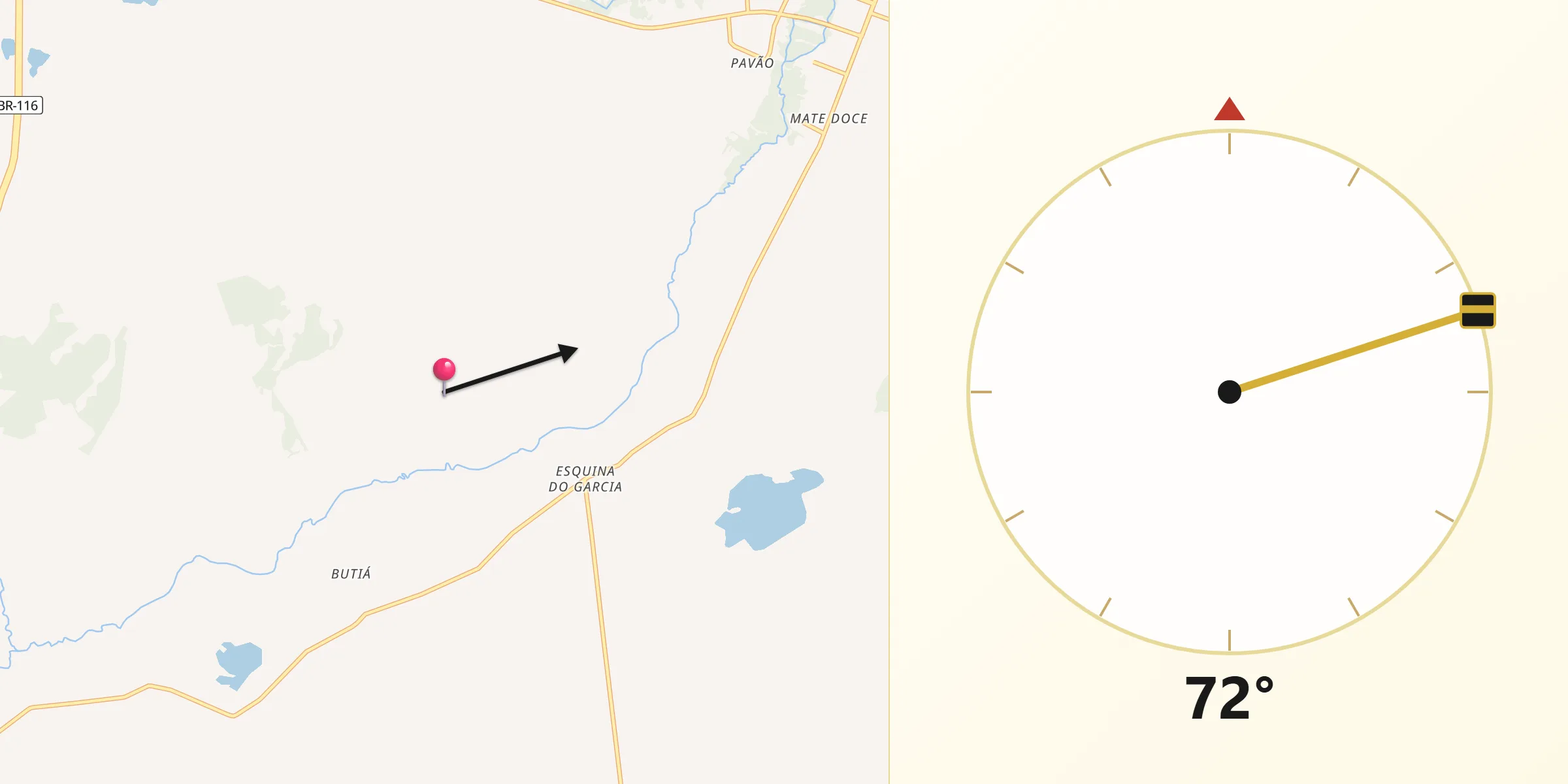 Direção da Qibla a partir de Barra do Ribeiro