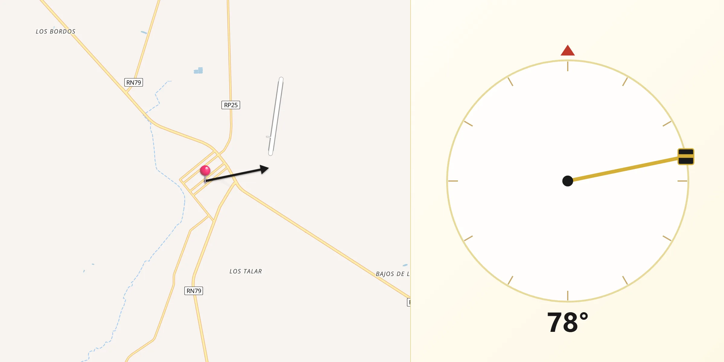 Dirección de la Qibla desde Chamical