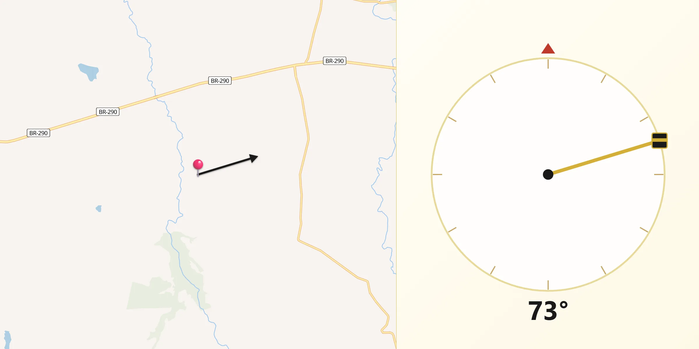 Direção da Qibla a partir de Santa Margarida do Sul