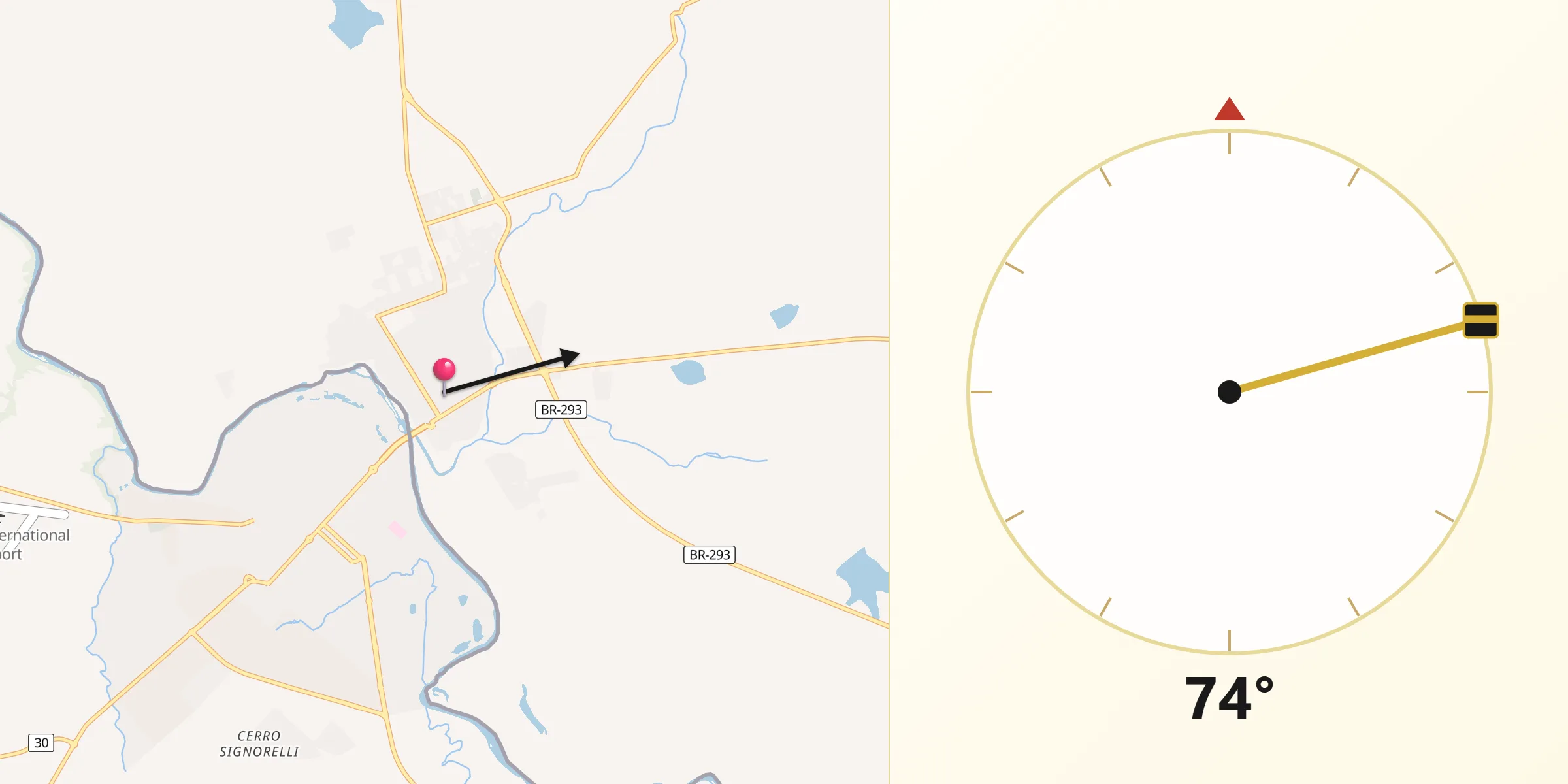 Direção da Qibla a partir de Quaraí