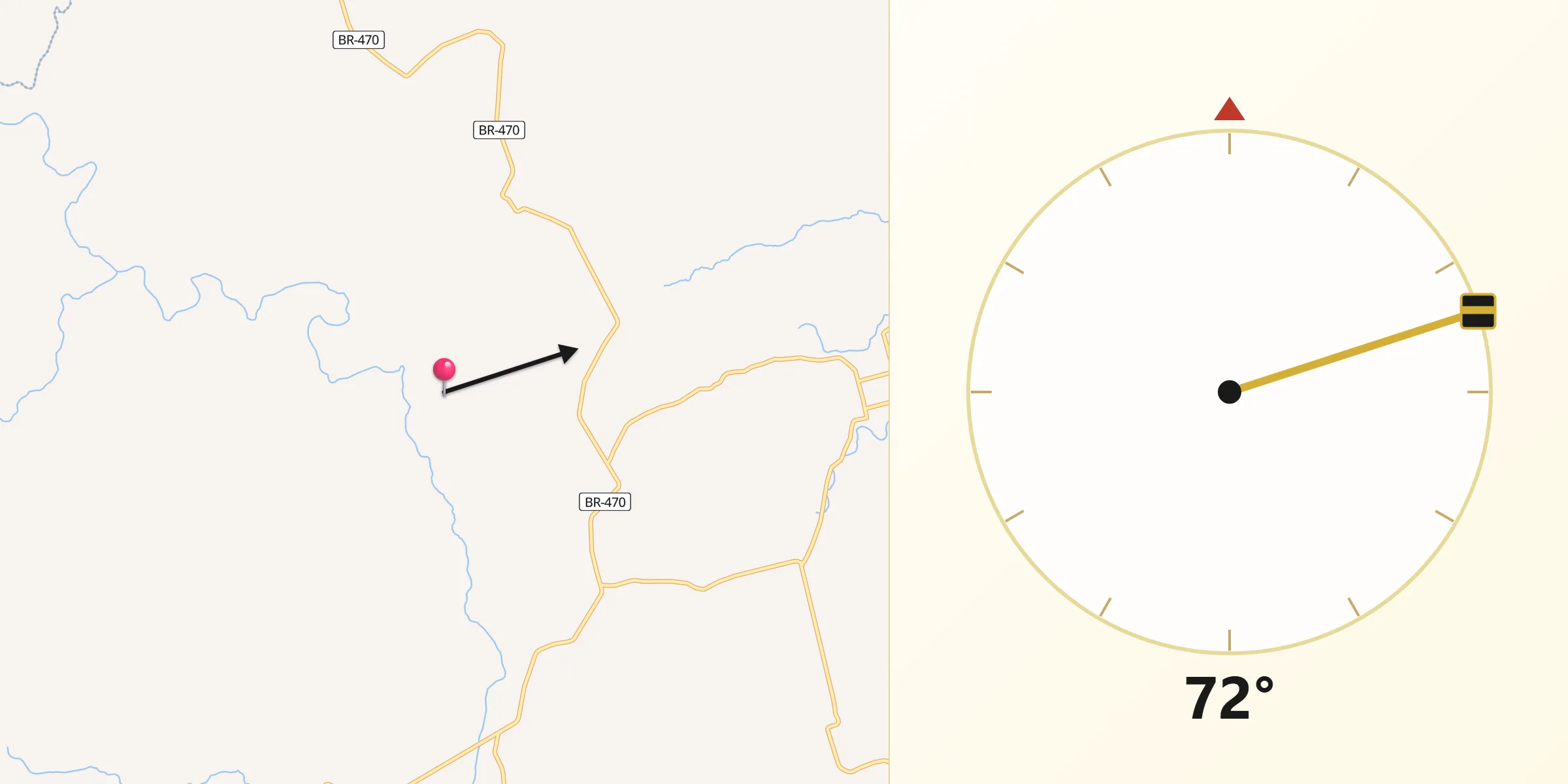 Direção da Qibla a partir de Barão do Triunfo