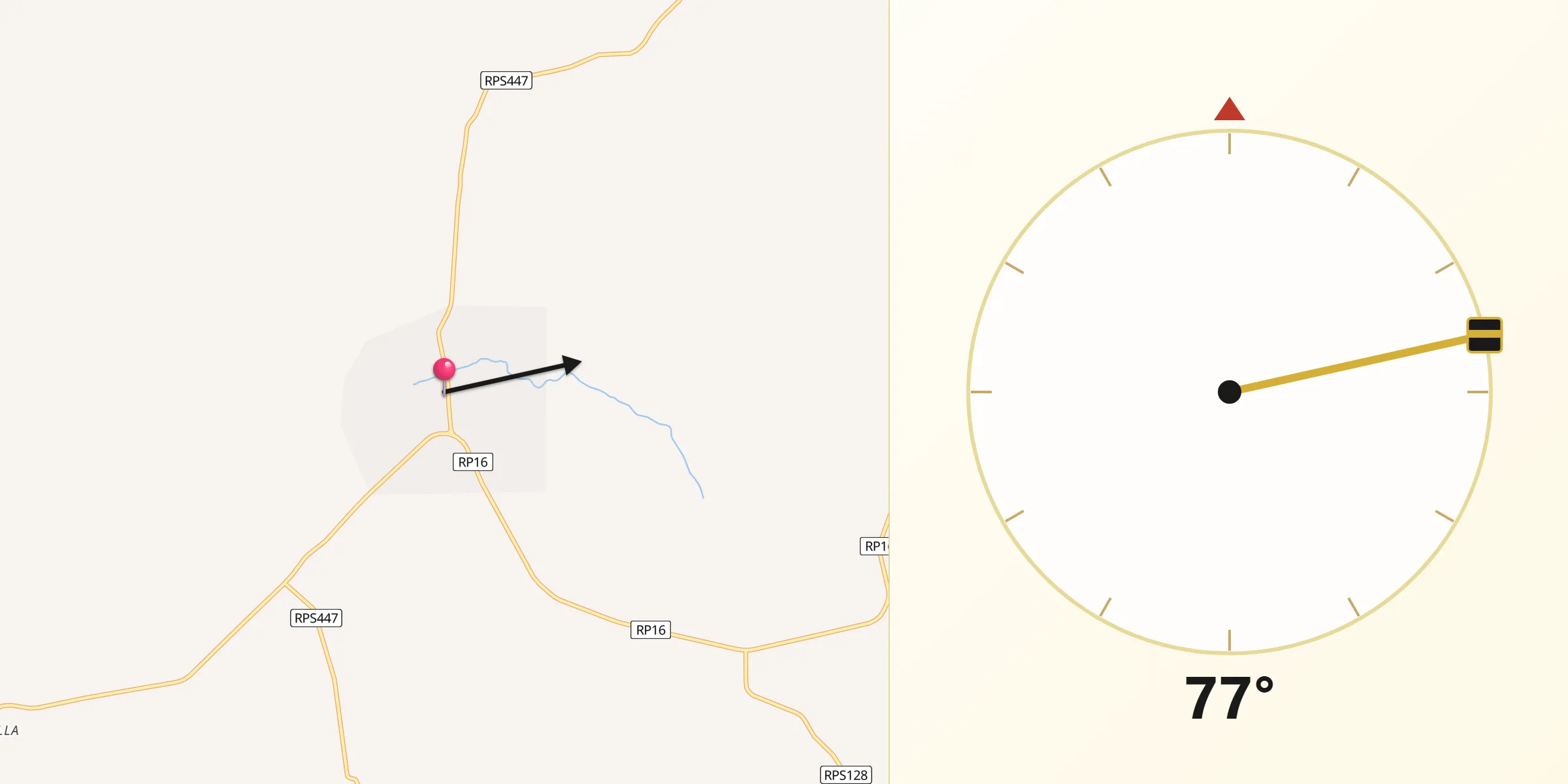Dirección de la Qibla desde Villa Tulumba