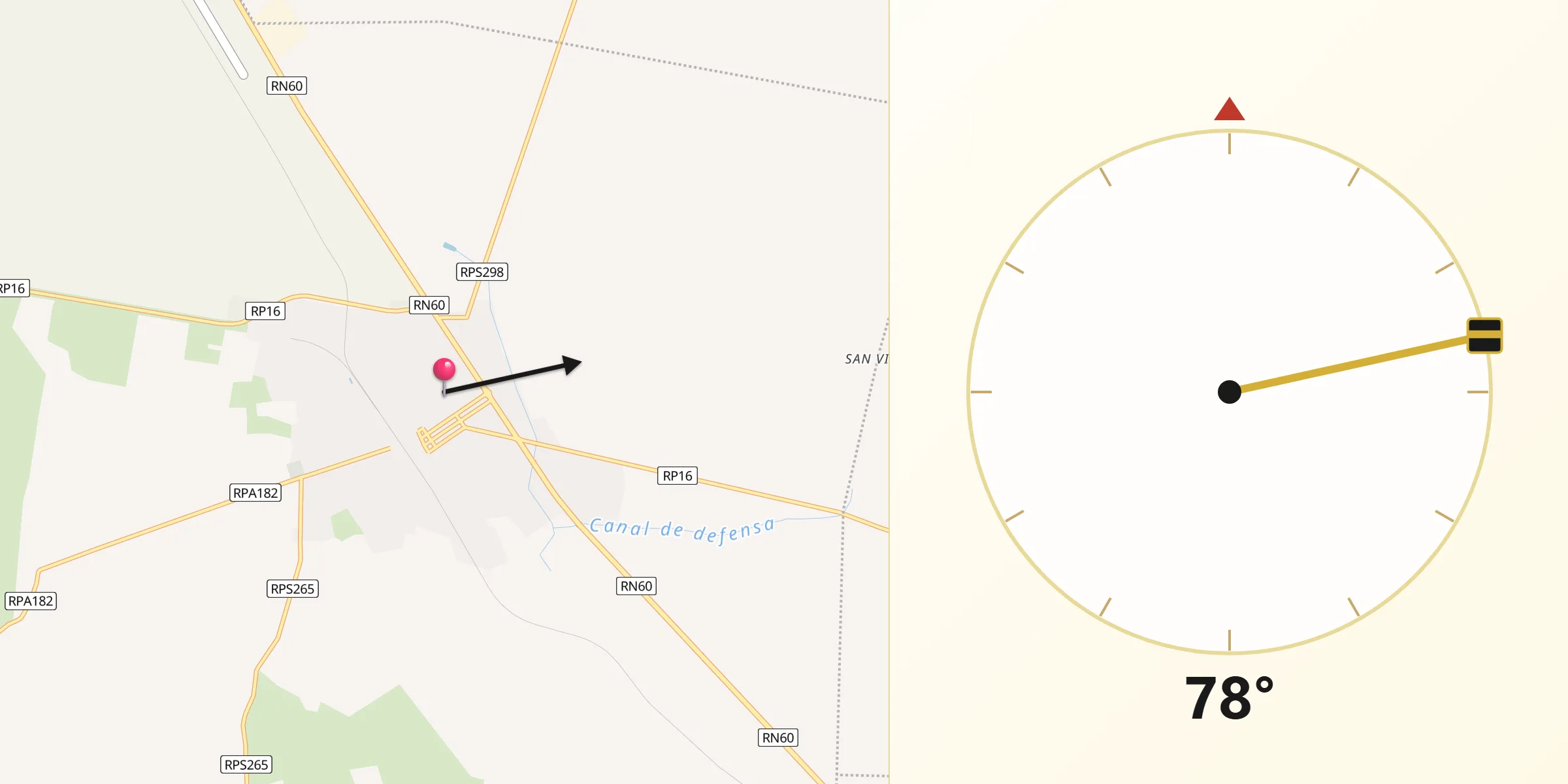 Dirección de la Qibla desde Deán Funes