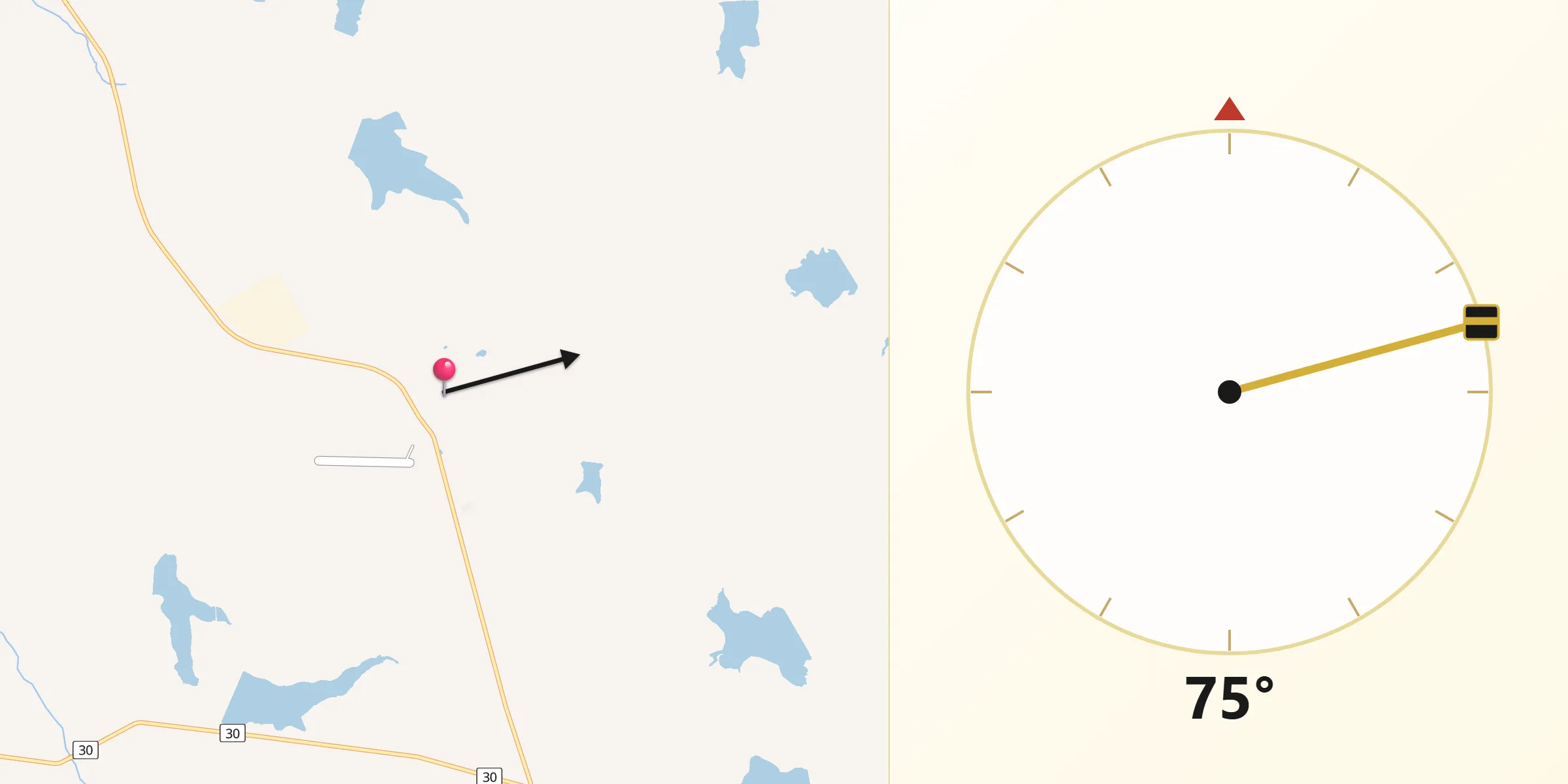 Dirección de la Qibla desde Tomás Gomensoro