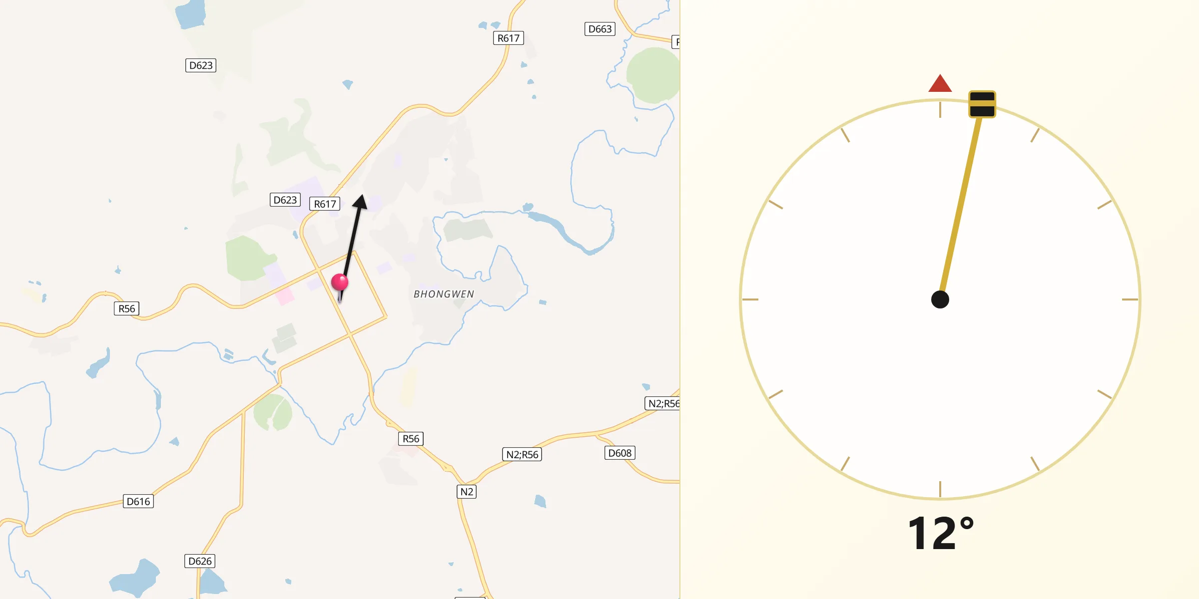 Qibla Direction from Kokstad