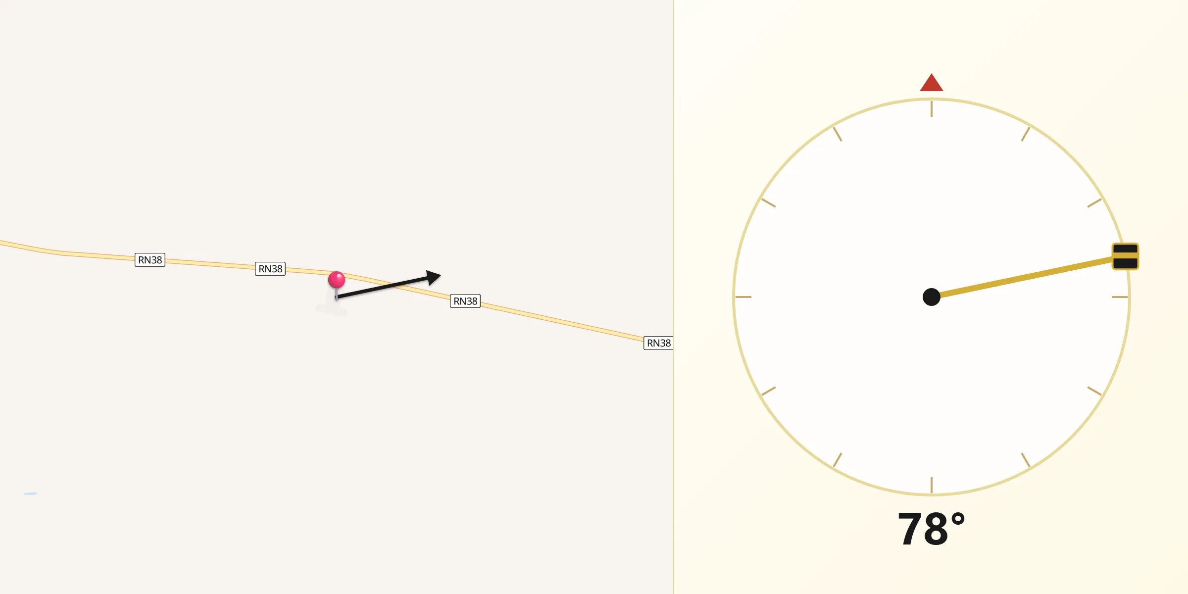 Dirección de la Qibla desde Castro Barros