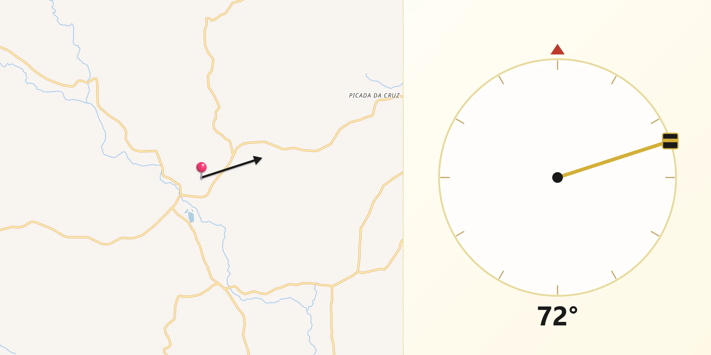 Direção da Qibla a partir de Cerro Grande do Sul