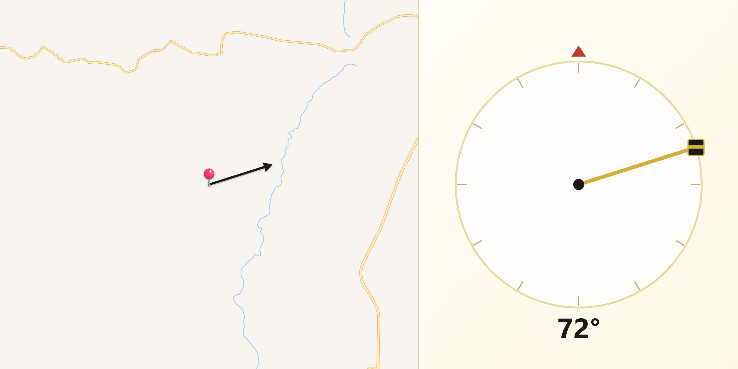 Direção da Qibla a partir de Encruzilhada do Sul
