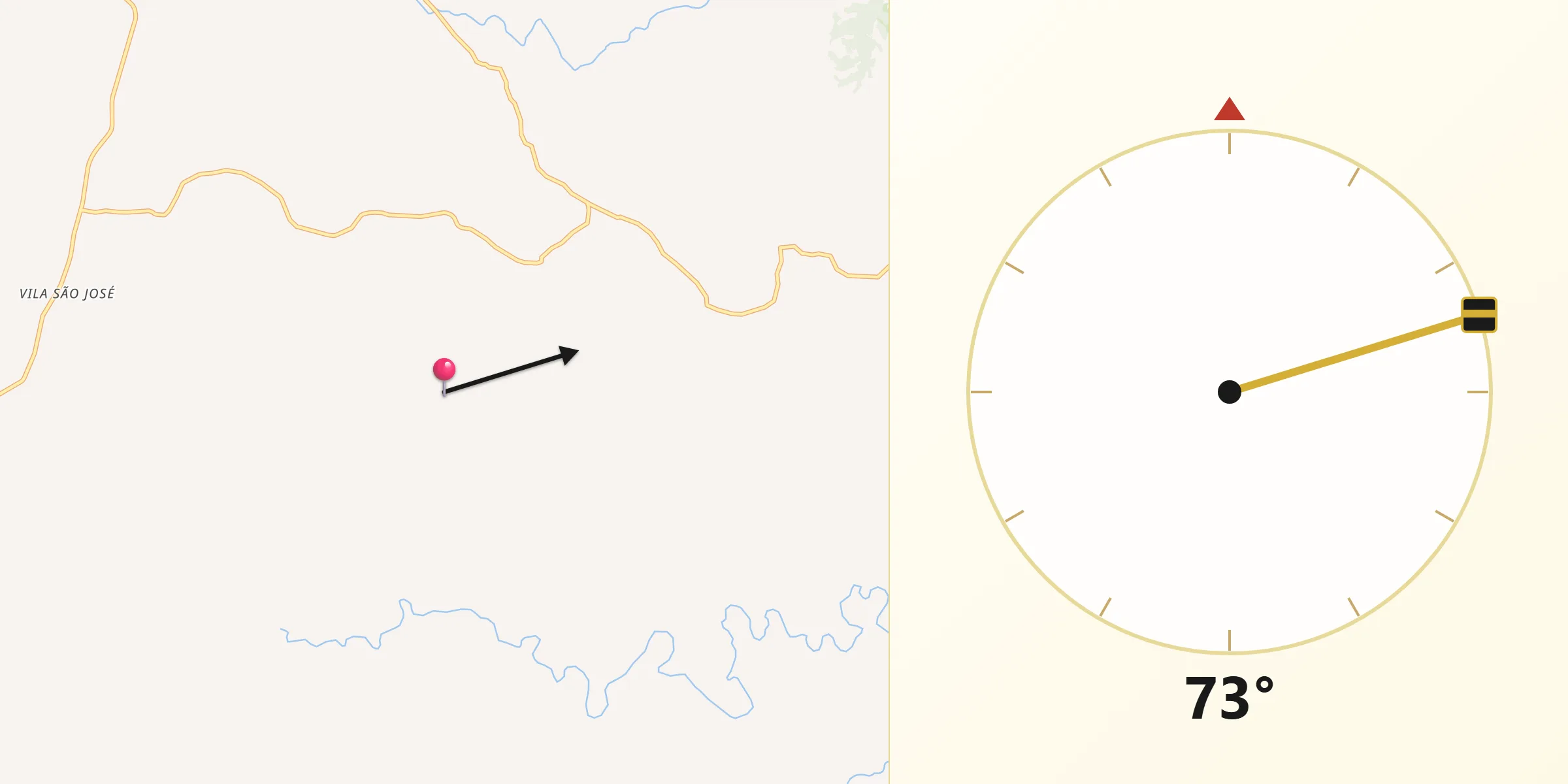 Direção da Qibla a partir de Caçapava do Sul