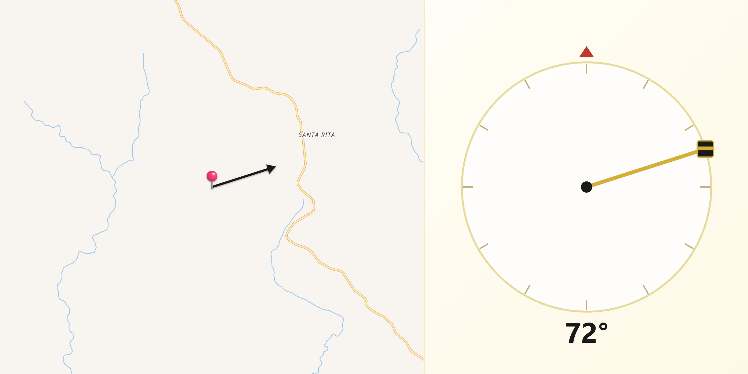 Direção da Qibla a partir de Dom Feliciano
