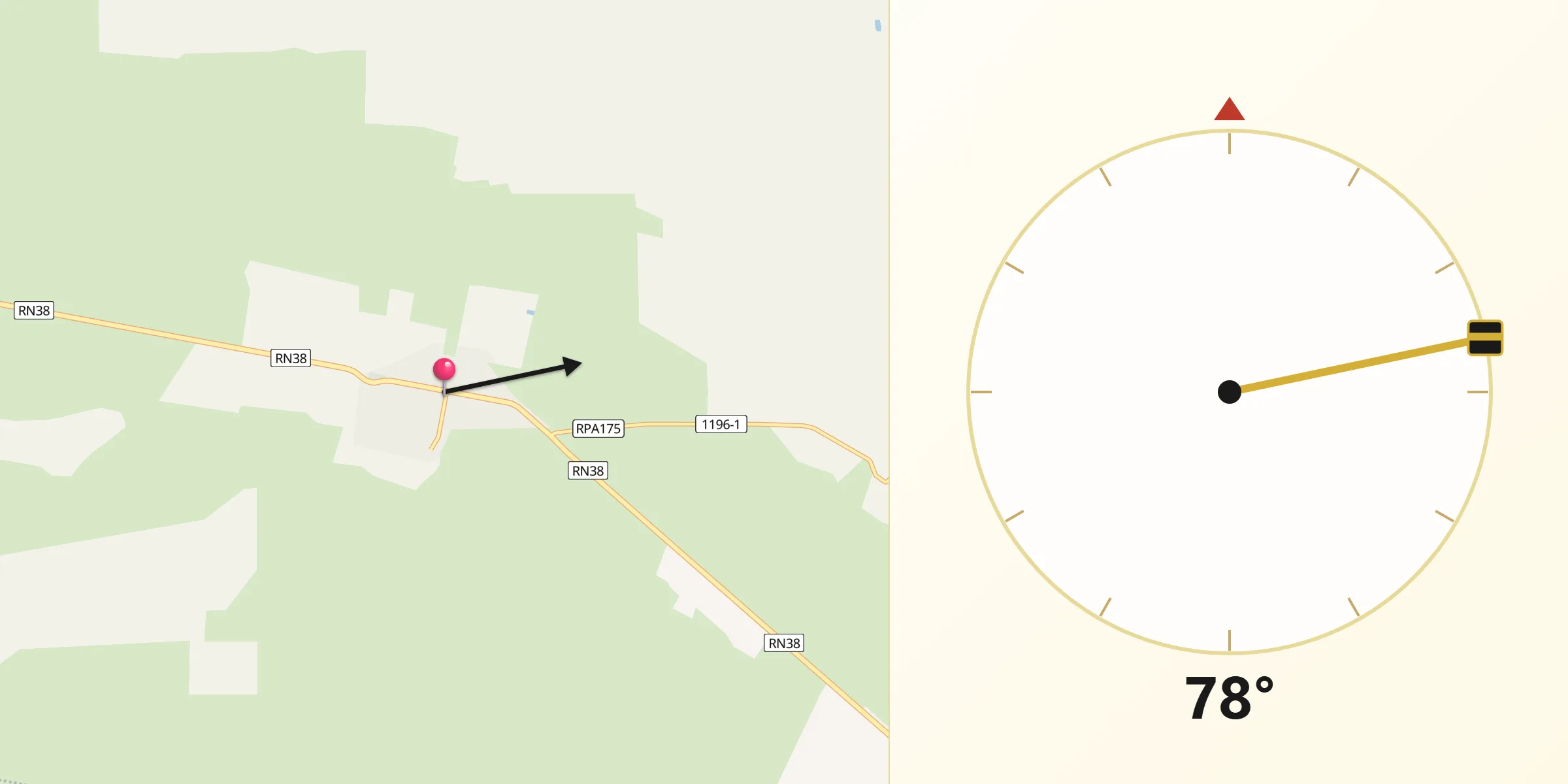 Dirección de la Qibla desde Serrezuela