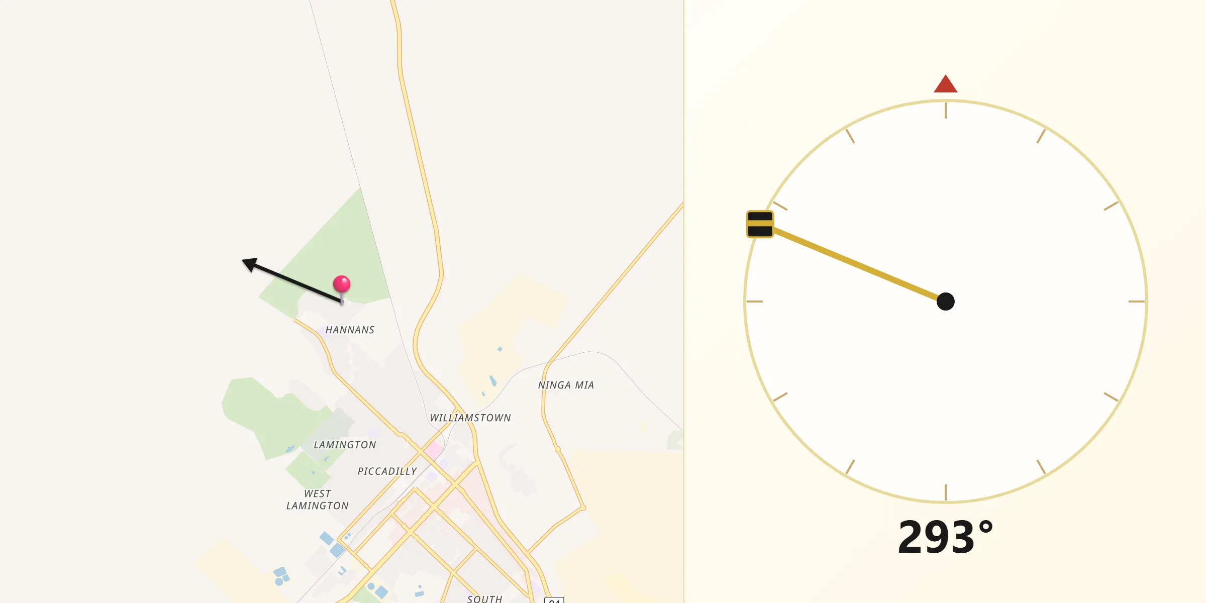 Qibla Direction from Hannans