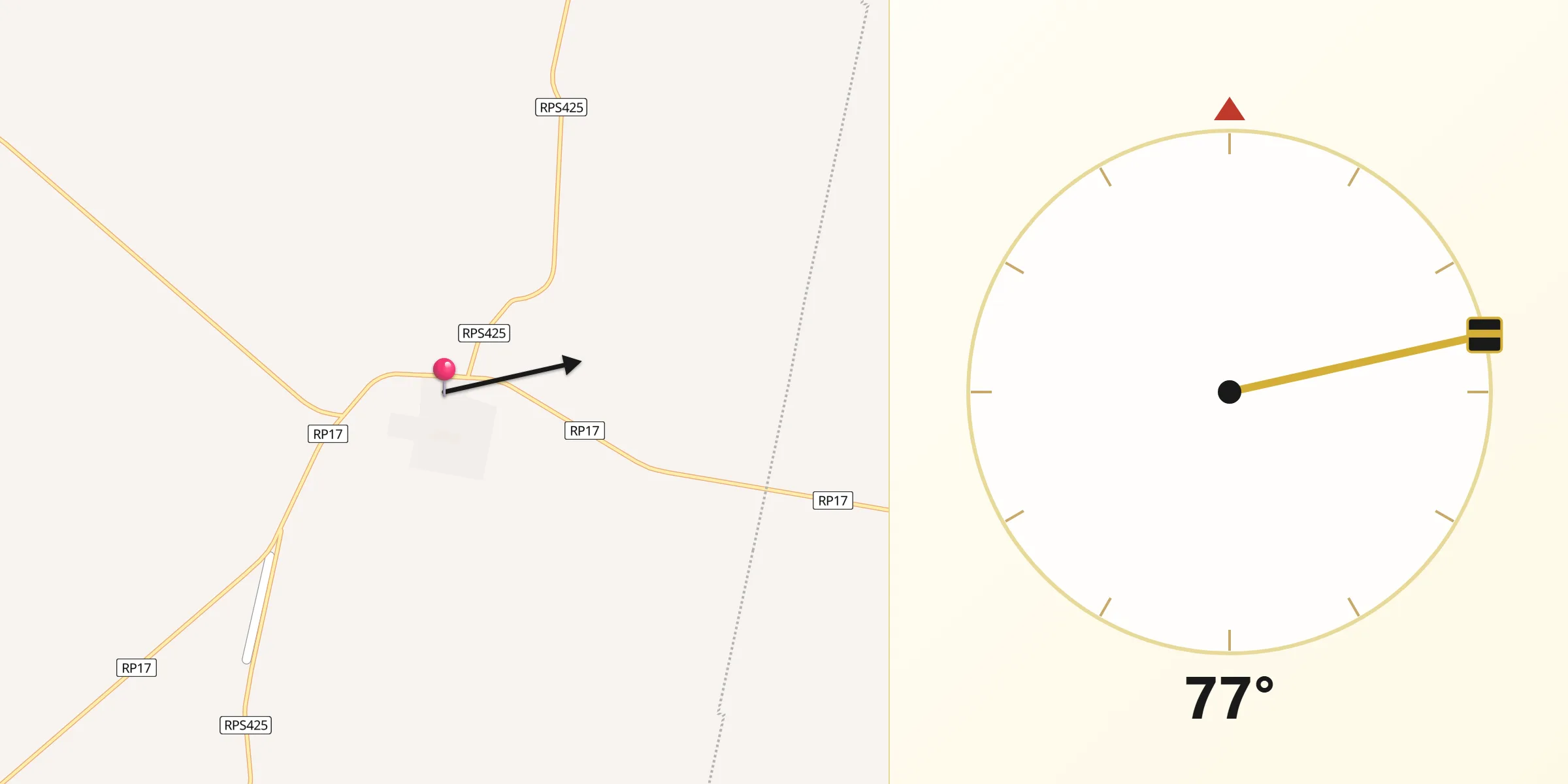 Dirección de la Qibla desde Cañada de Luque
