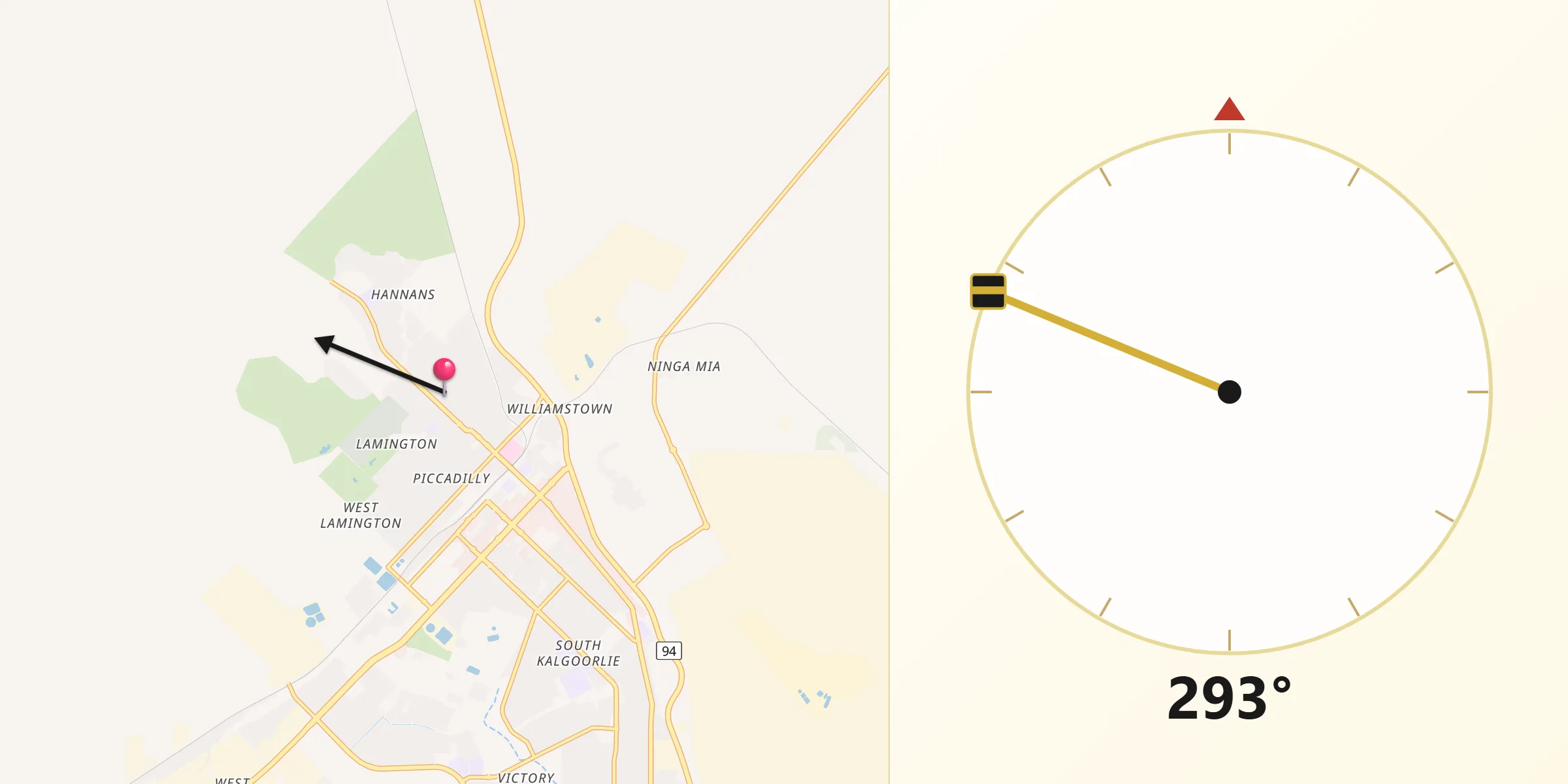Qibla Direction from Lamington