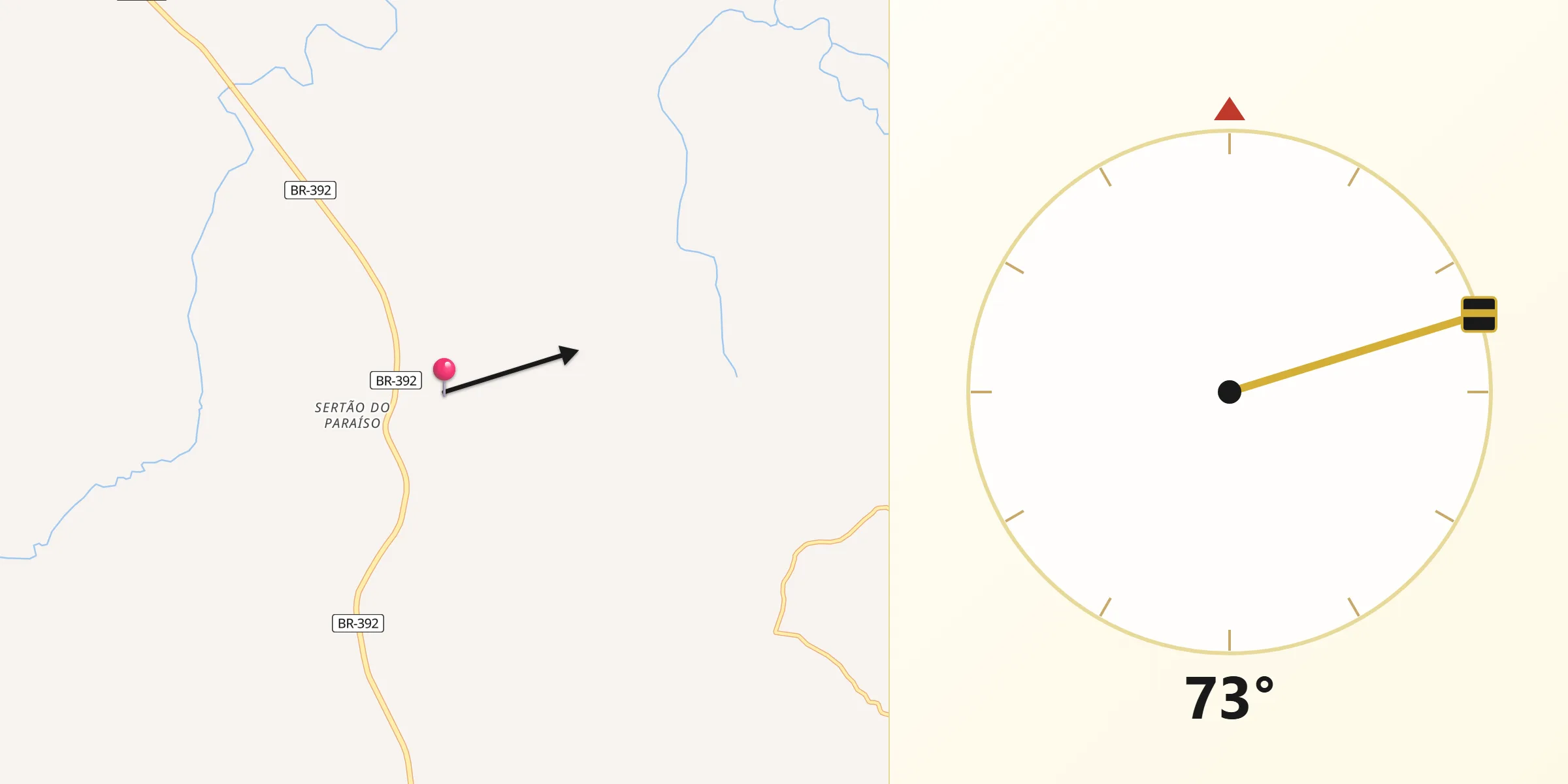 Direção da Qibla a partir de Santana da Boa Vista