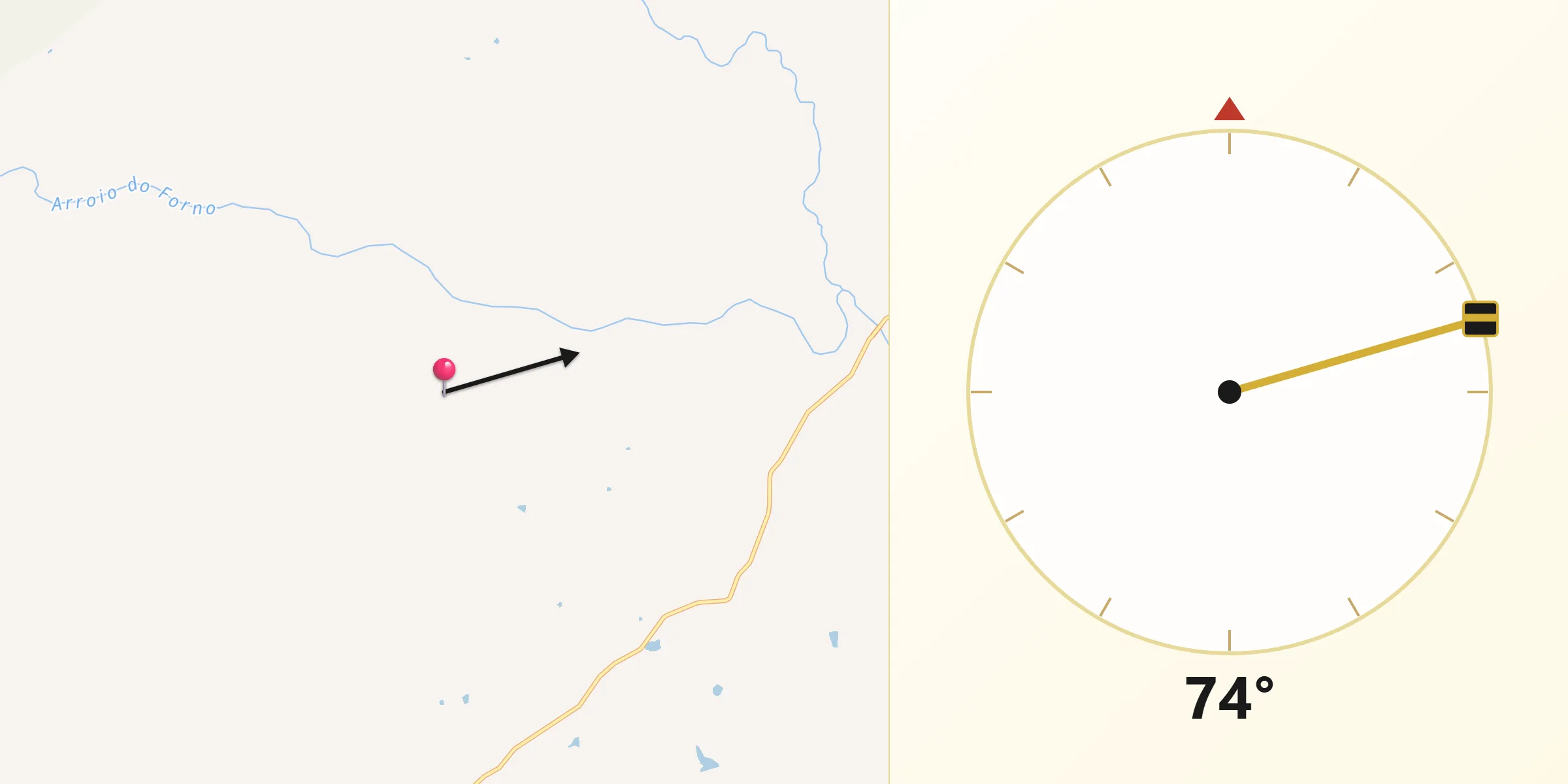 Direção da Qibla a partir de Sant'Ana do Livramento