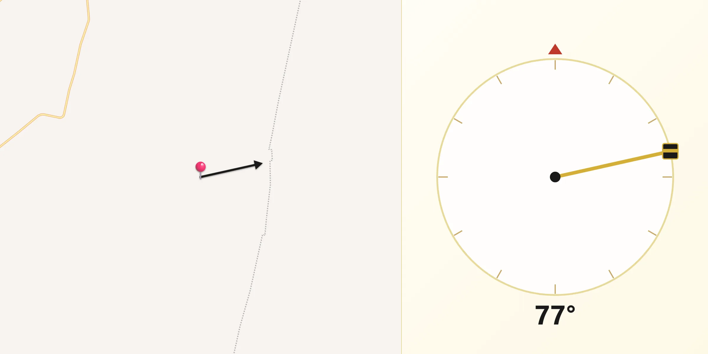 Dirección de la Qibla desde Villa del Totoral