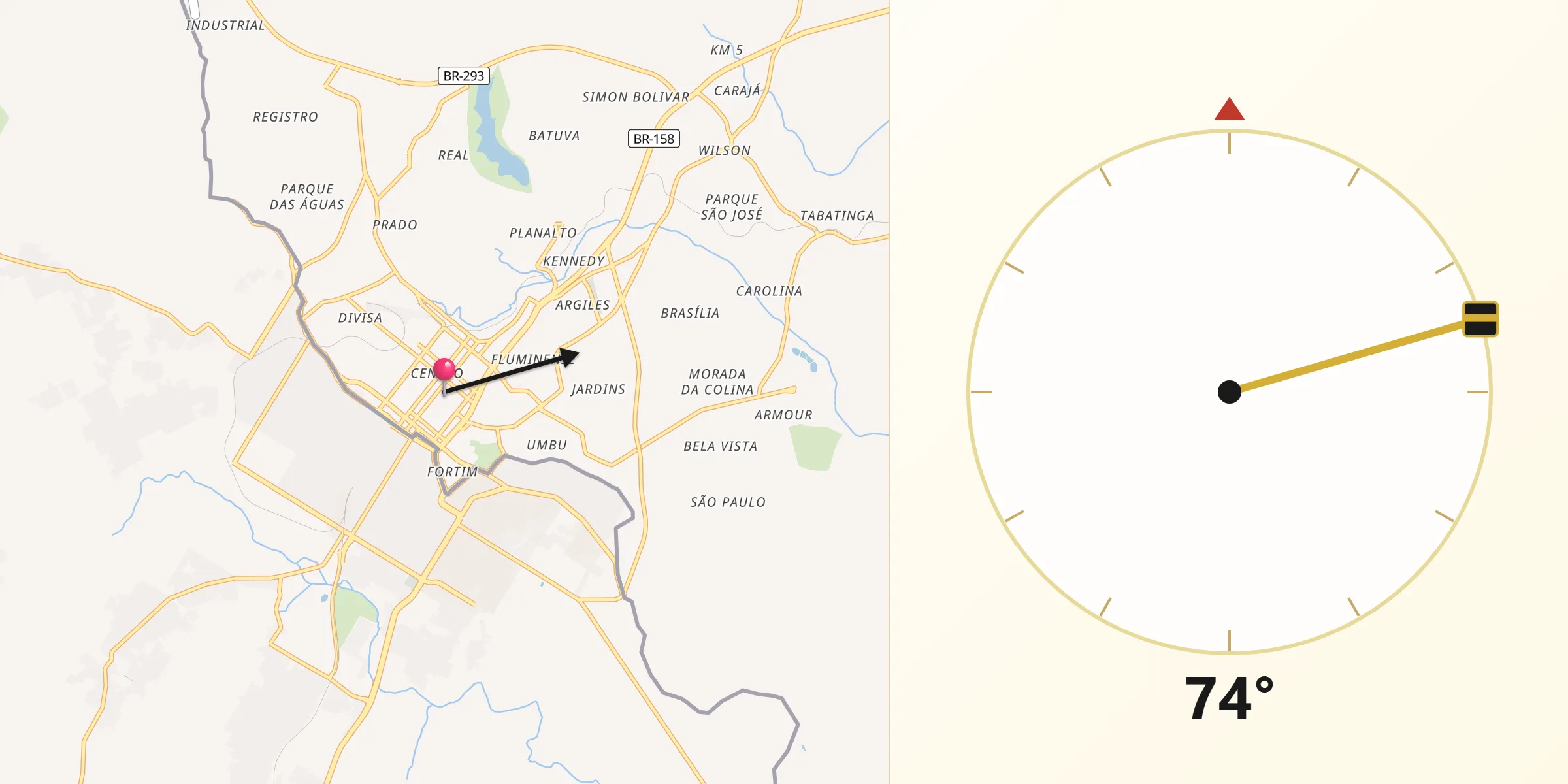 Direção da Qibla a partir de Santana do Livramento