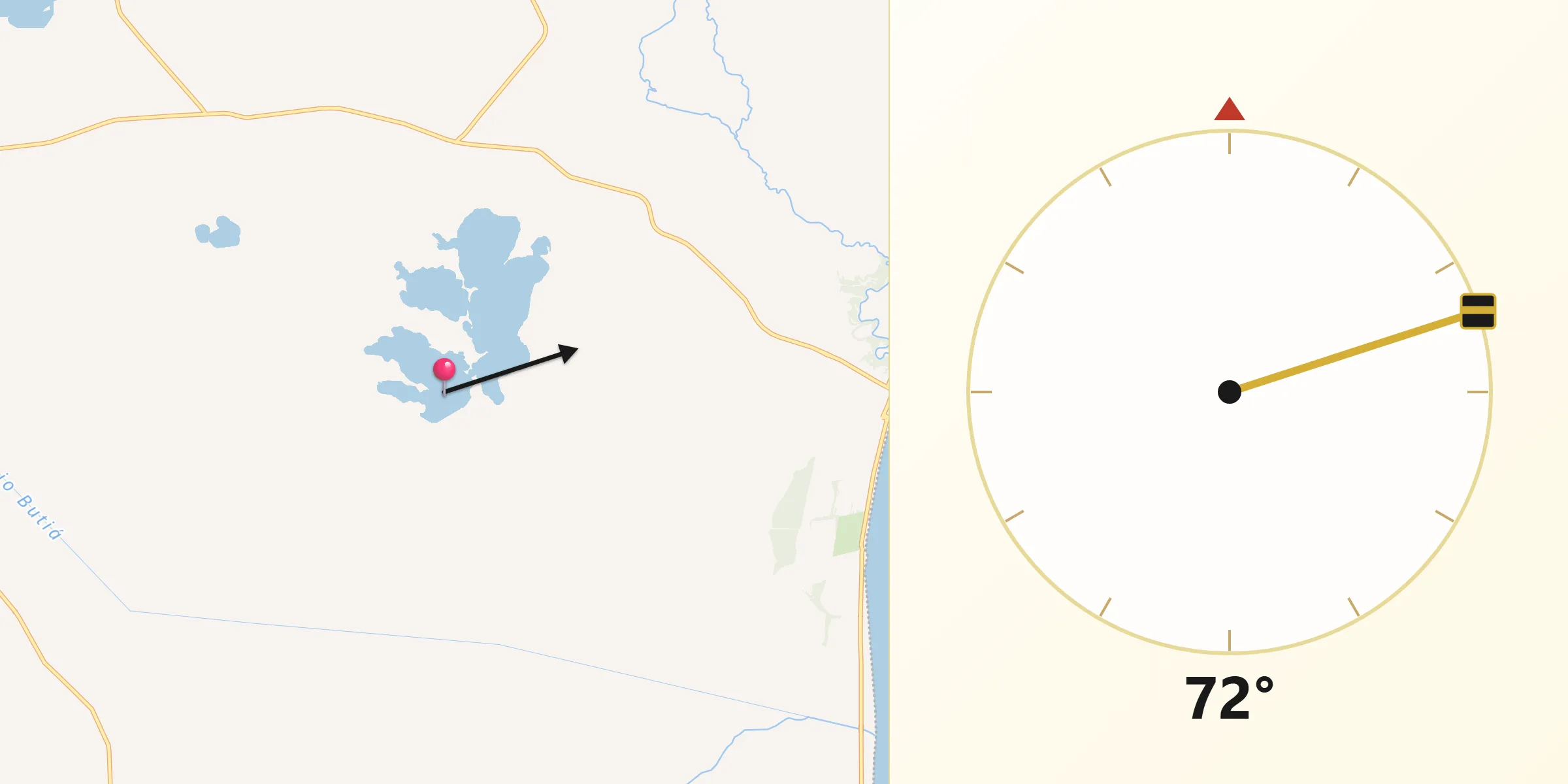 Direção da Qibla a partir de Arambaré