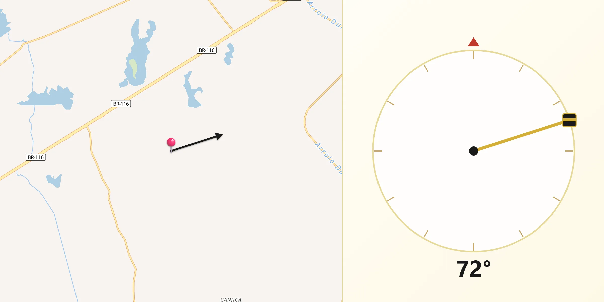 Direção da Qibla a partir de Camaquã
