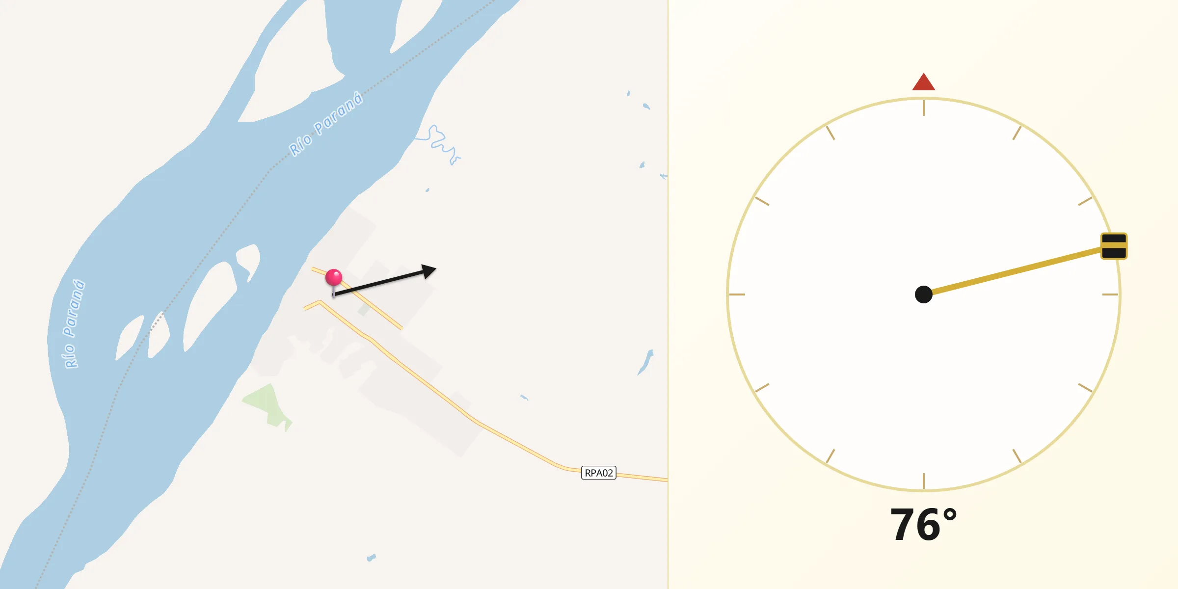 Dirección de la Qibla desde Santa Elena