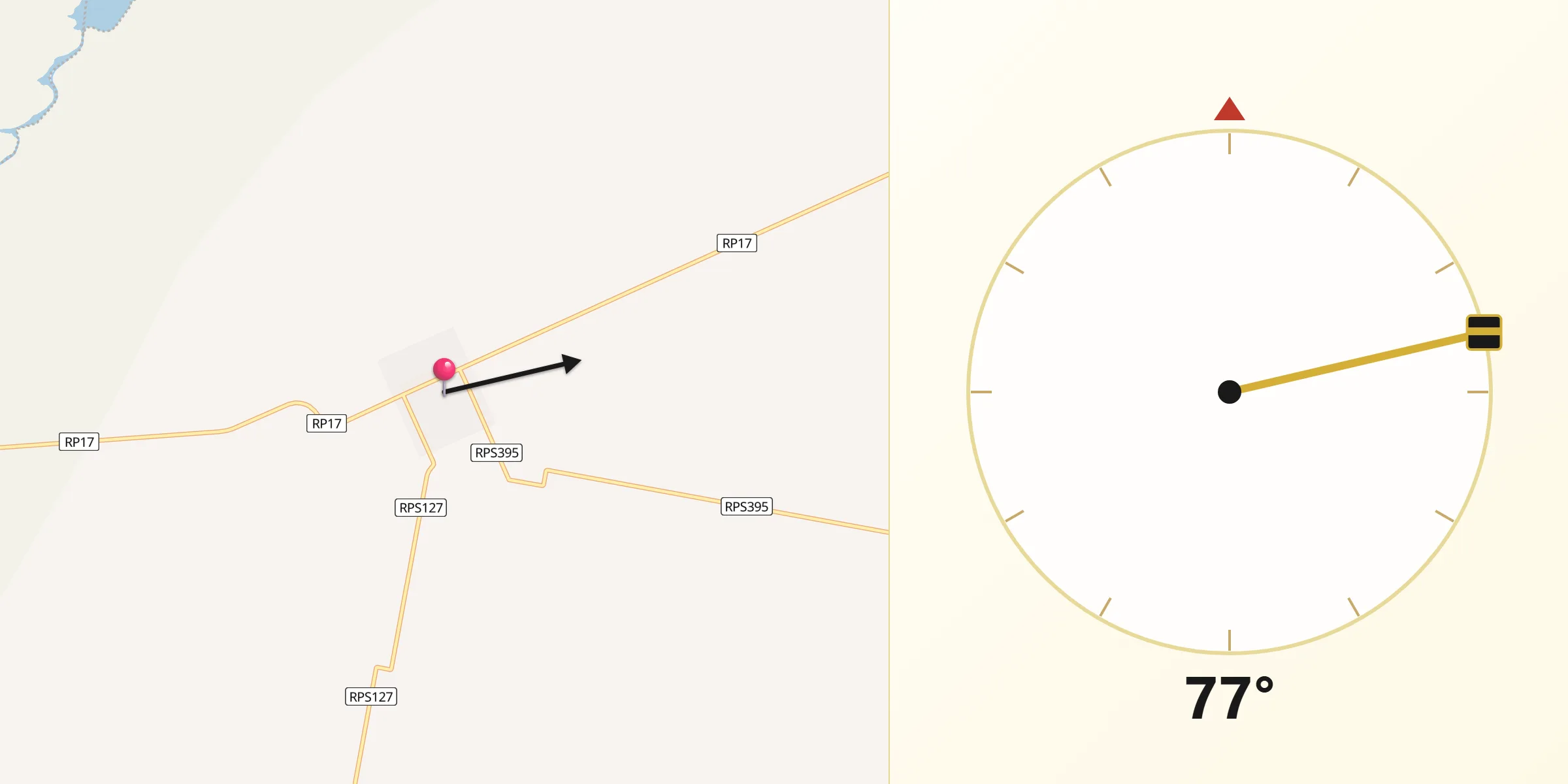 Dirección de la Qibla desde Altos de Chipión