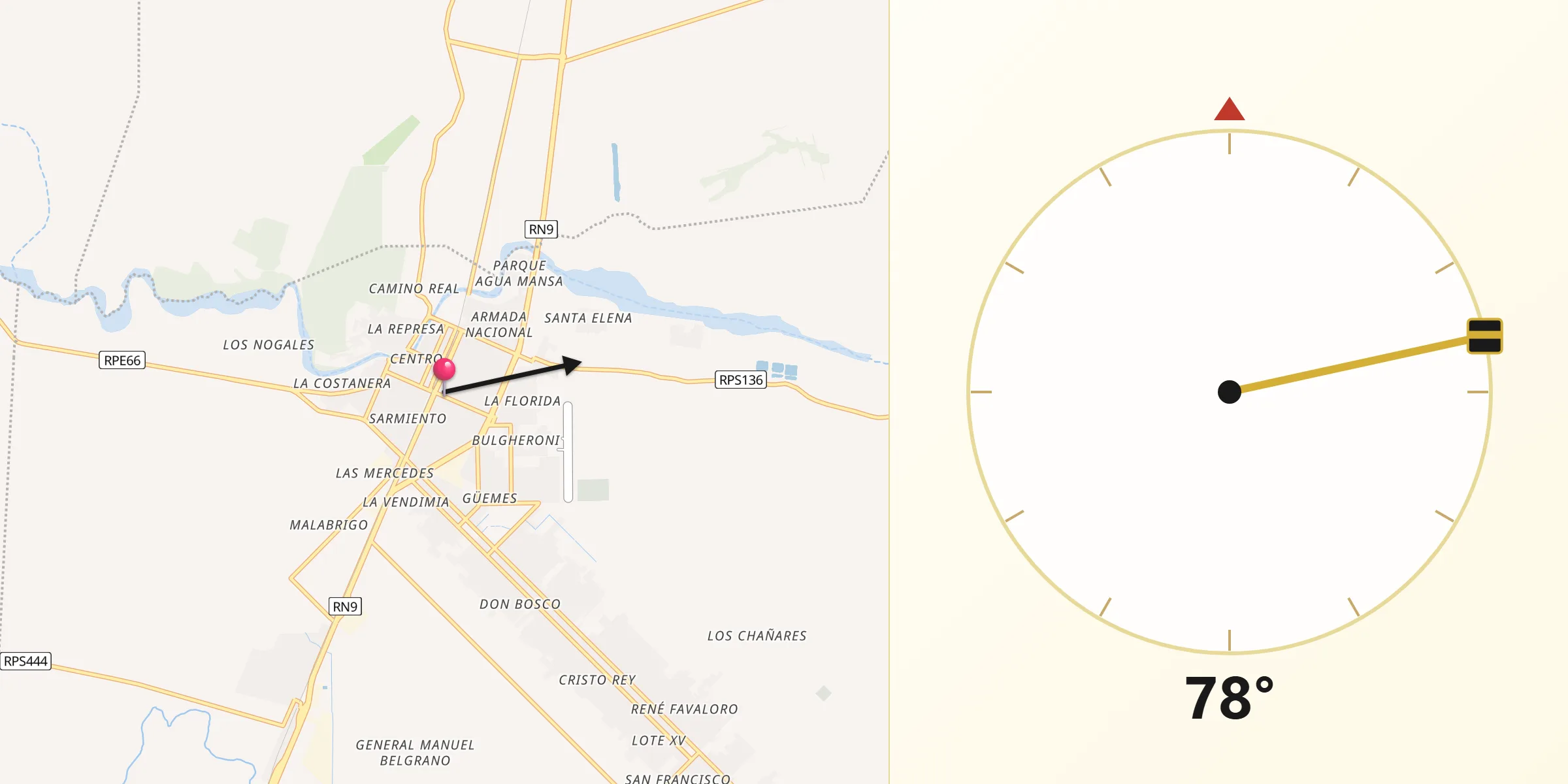 Dirección de la Qibla desde Jesús María
