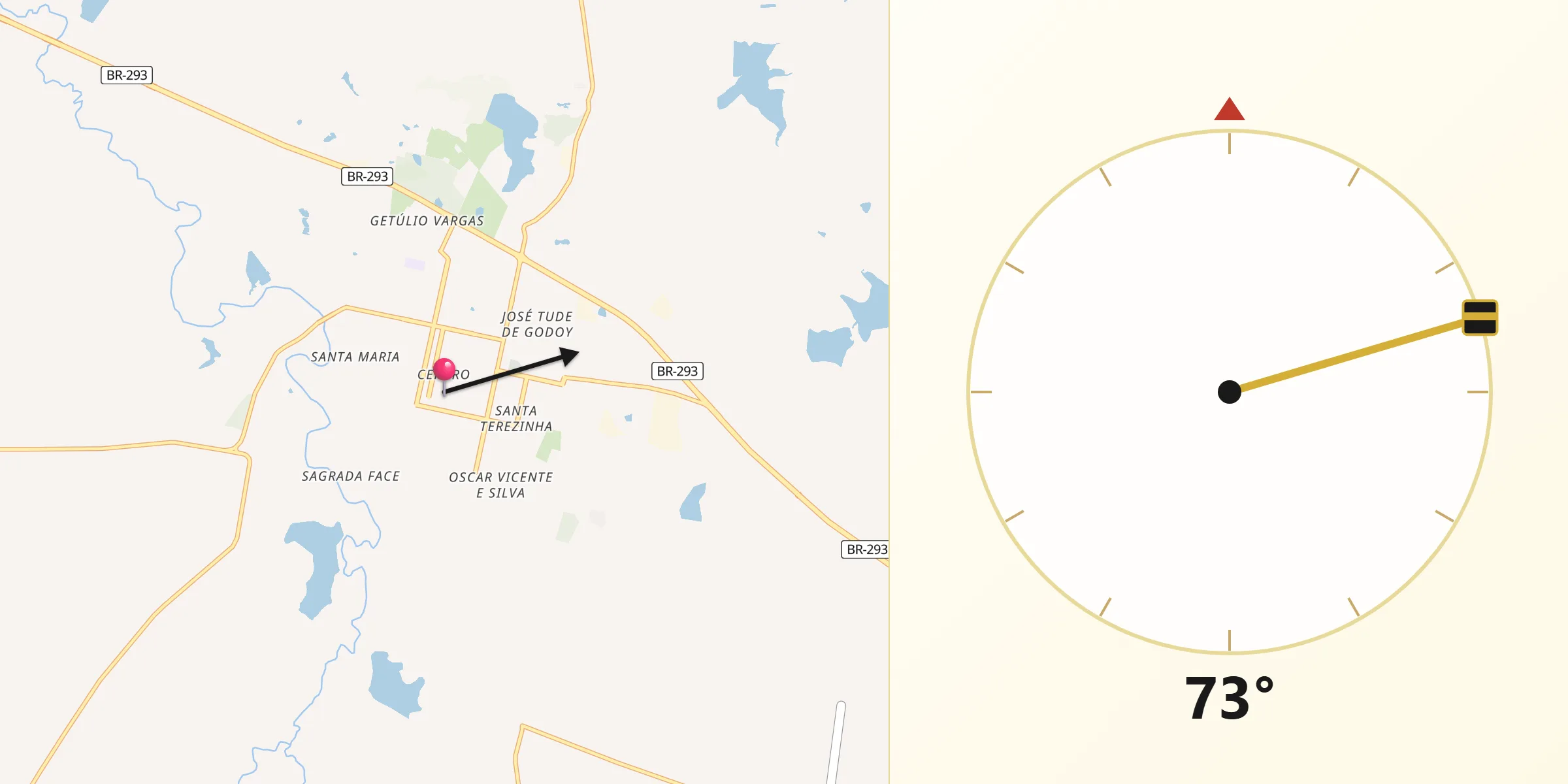 Direção da Qibla a partir de Dom Pedrito